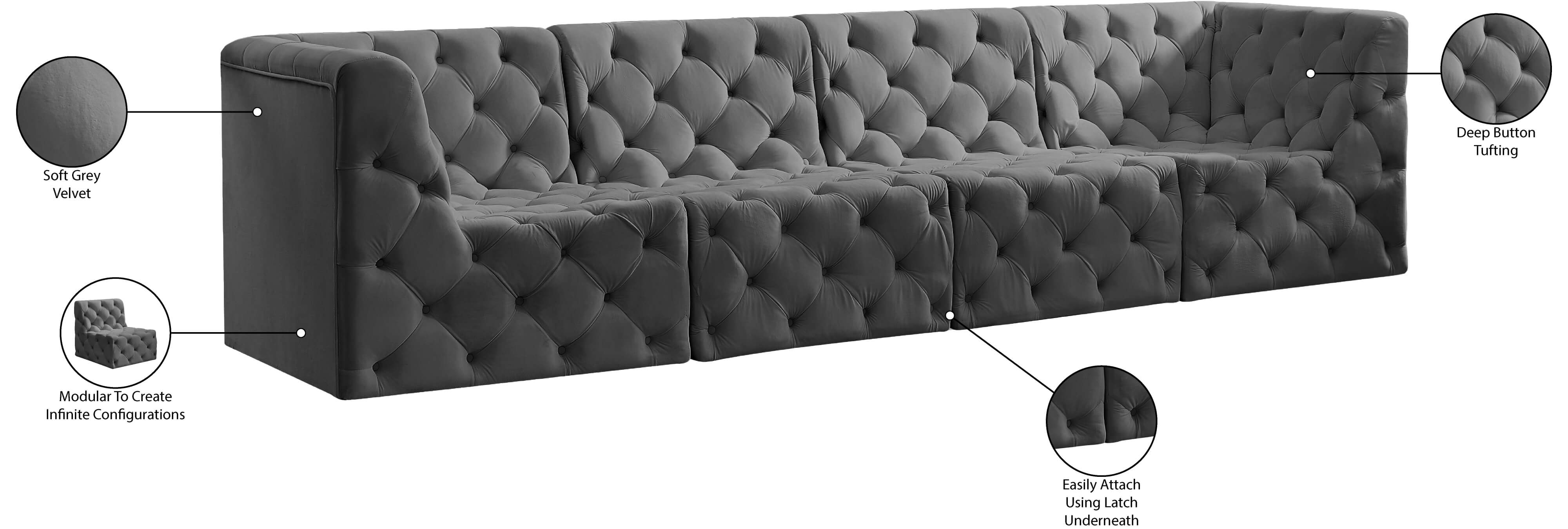 Tuft 128" Velvet Modular Sofa