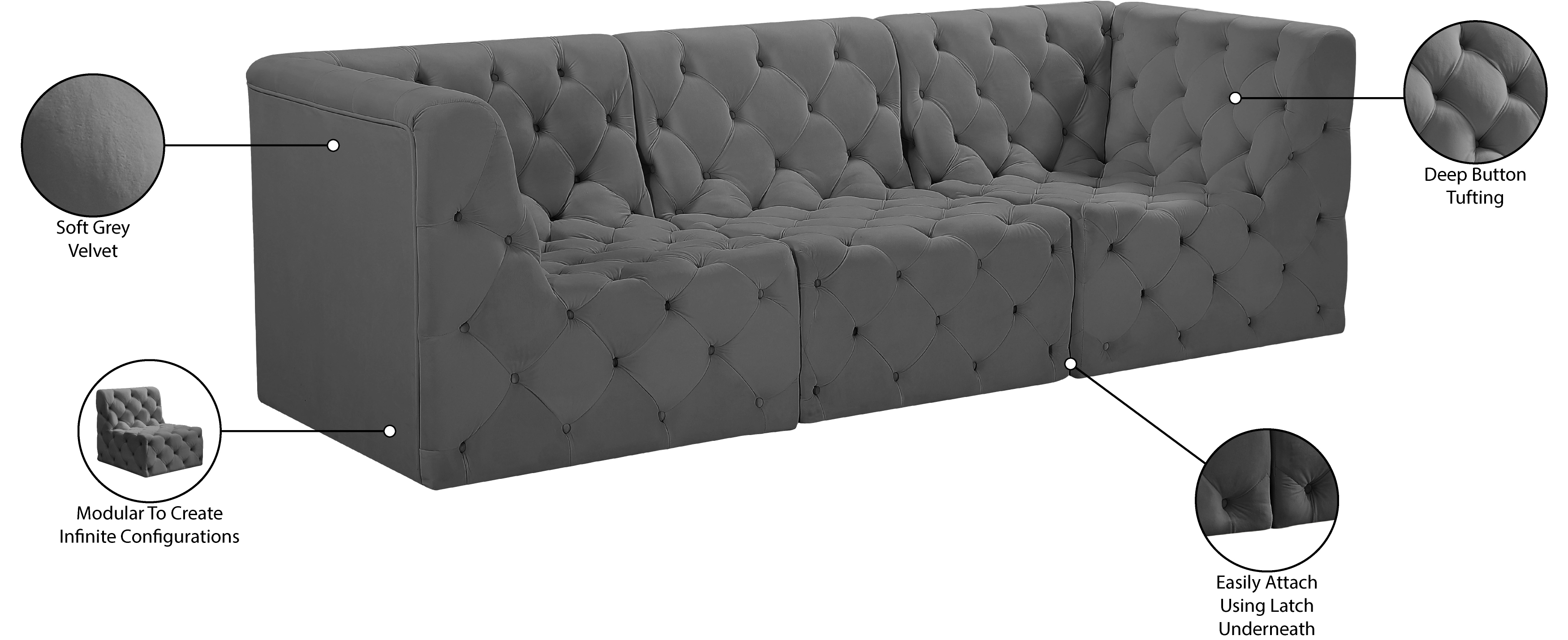 Tuft 99" Velvet Modular Sofa