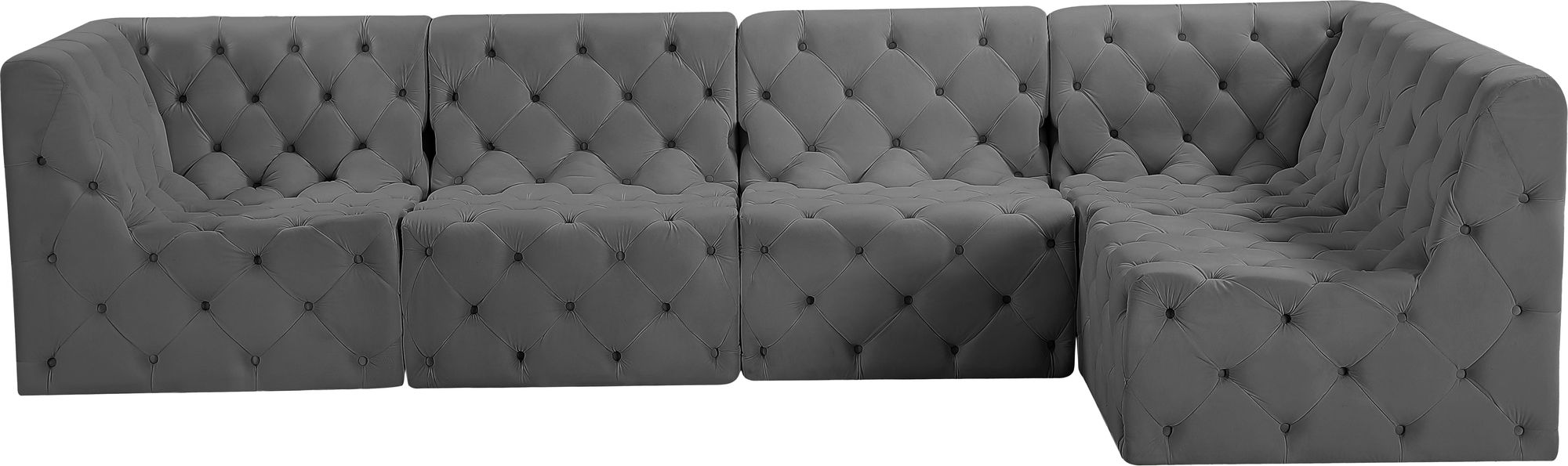 Tuft 128" 5-Piece Velvet Modular Armless Sectional