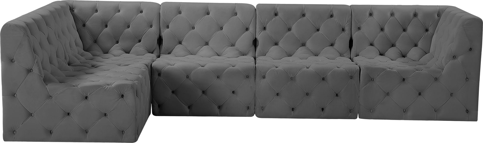 Tuft 128" 5-Piece Velvet Modular Armless Sectional