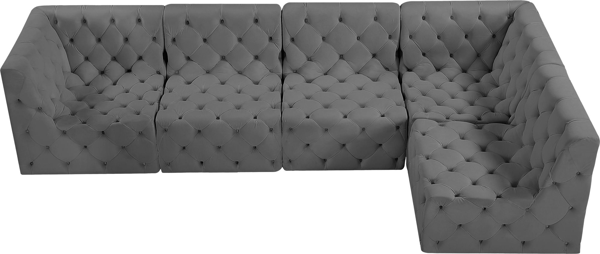 Tuft 128" 5-Piece Velvet Modular Armless Sectional