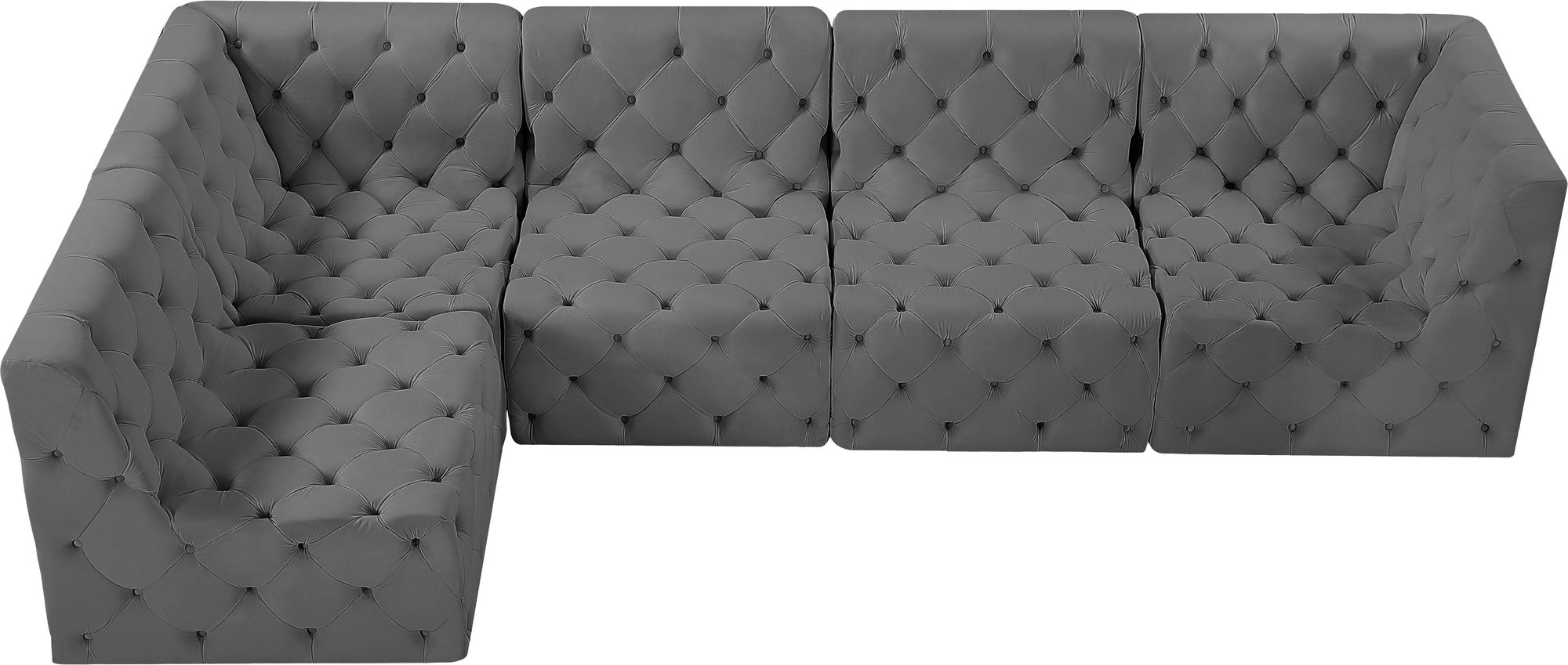 Tuft 128" 5-Piece Velvet Modular Armless Sectional