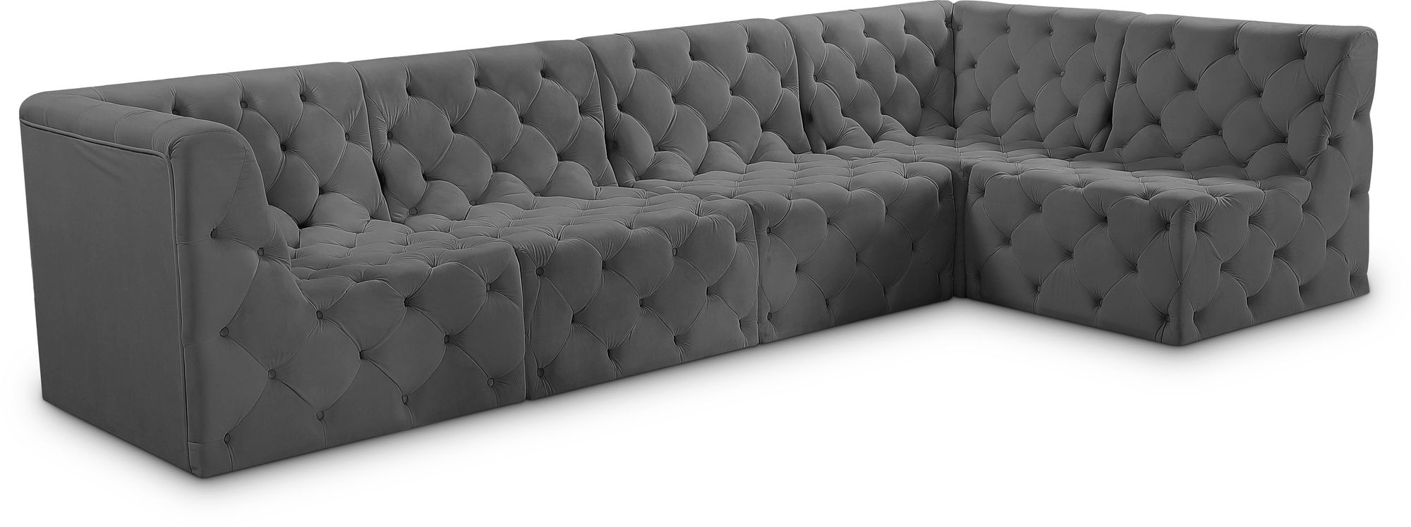 Tuft 128" 5-Piece Velvet Modular Armless Sectional