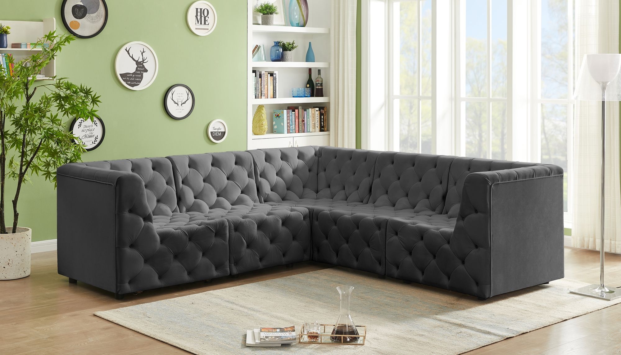 Tuft 99" 5-Piece Velvet Modular Sectional