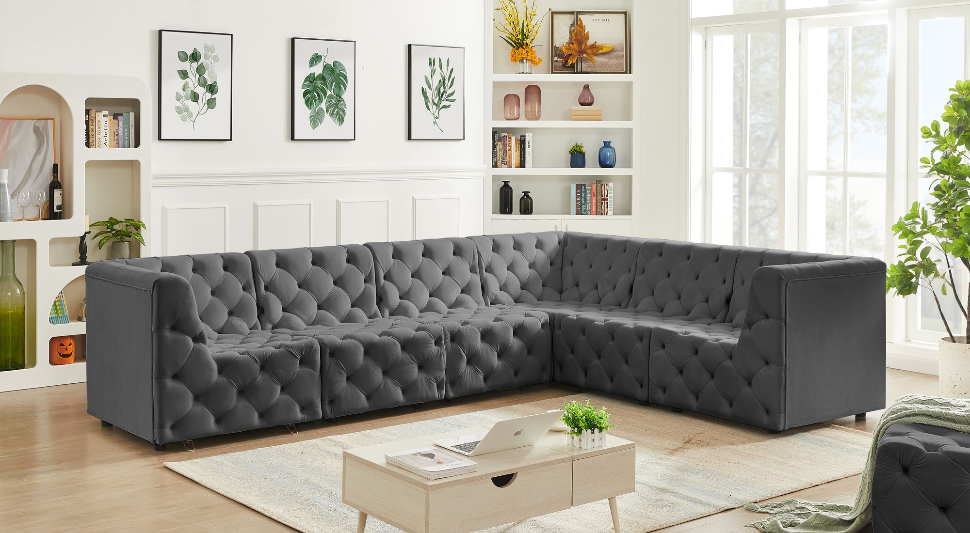 Tuft 128" 6-Piece Velvet Modular Sectional
