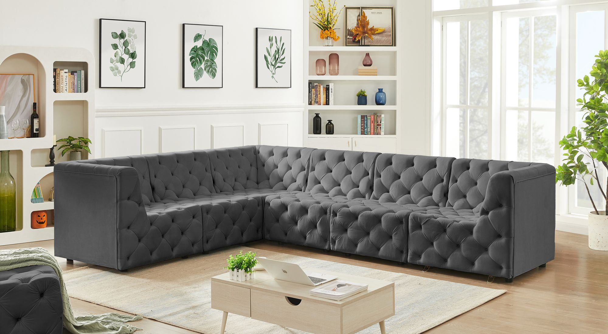 Tuft 128" 6-Piece Velvet Modular Sectional