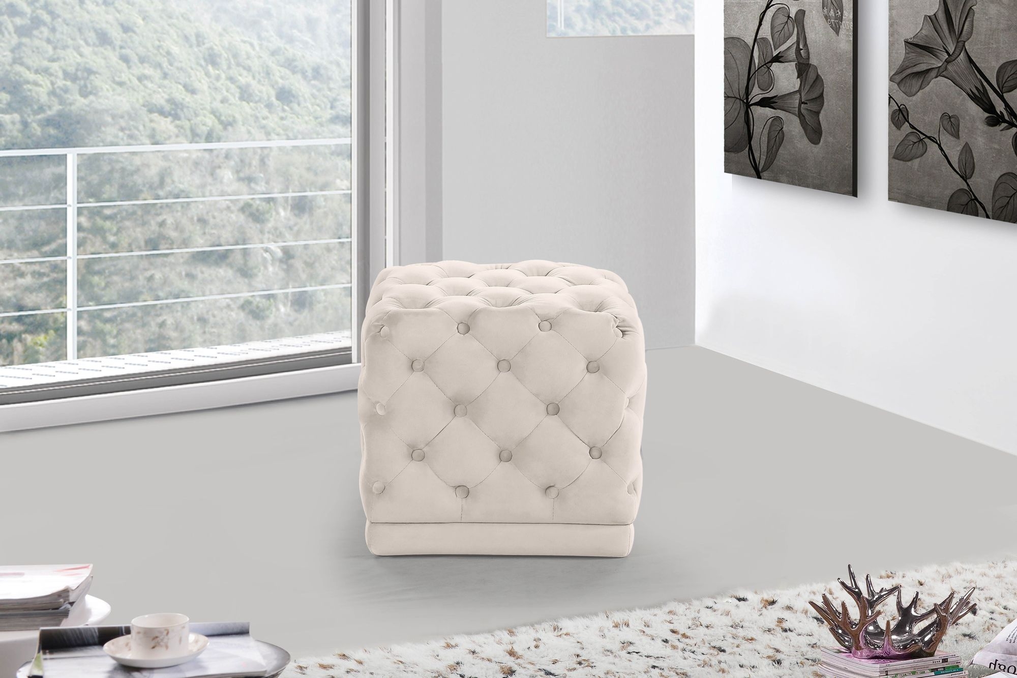 Stella Velvet Ottoman/Stool