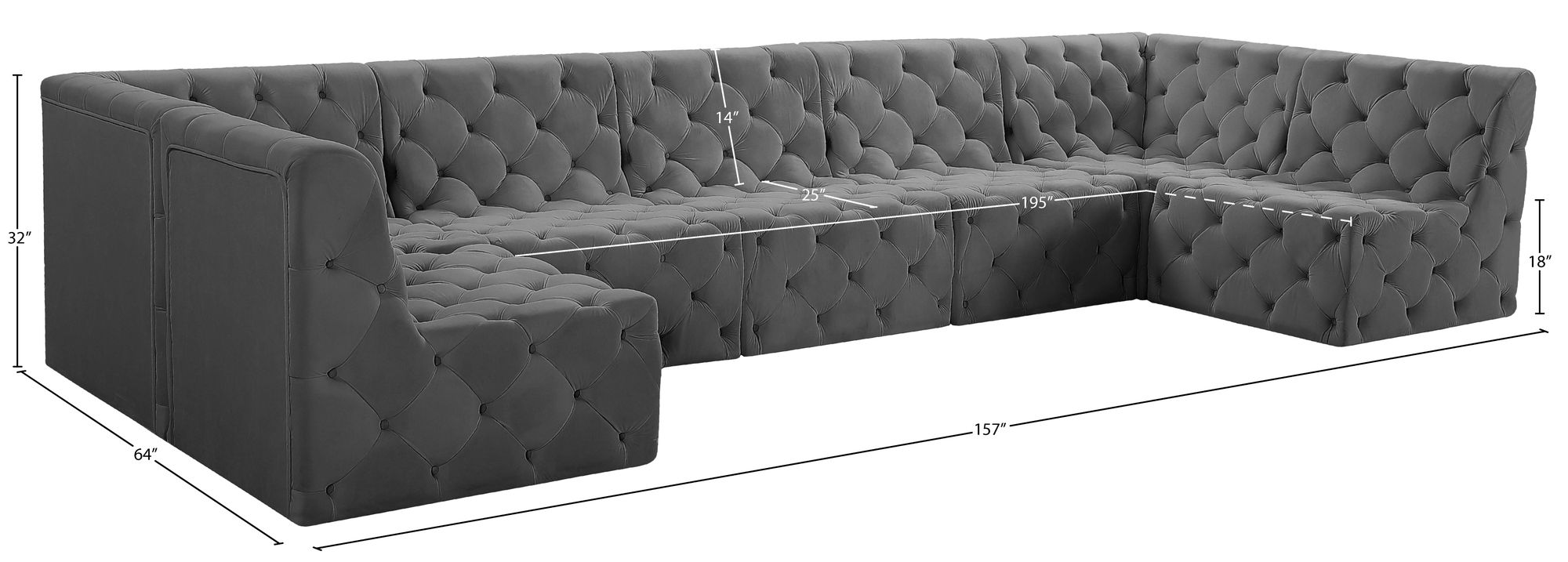 Tuft 157" 7-Piece Velvet Modular Sectional