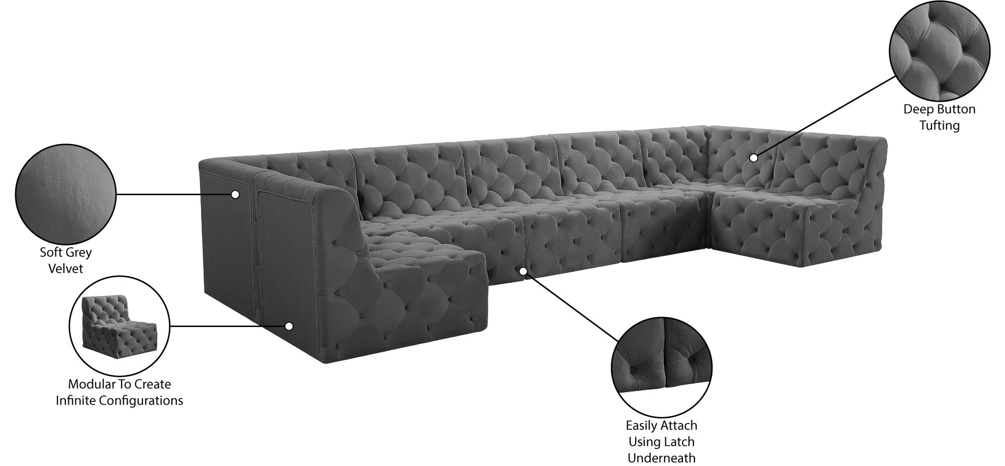Tuft 157" 7-Piece Velvet Modular Sectional