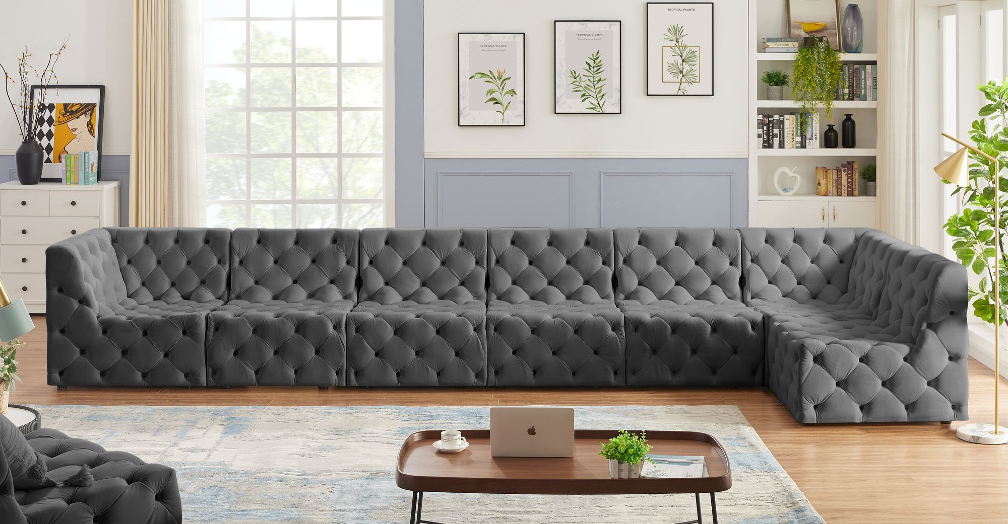 Tuft 186" 7-Piece Velvet Modular Sectional