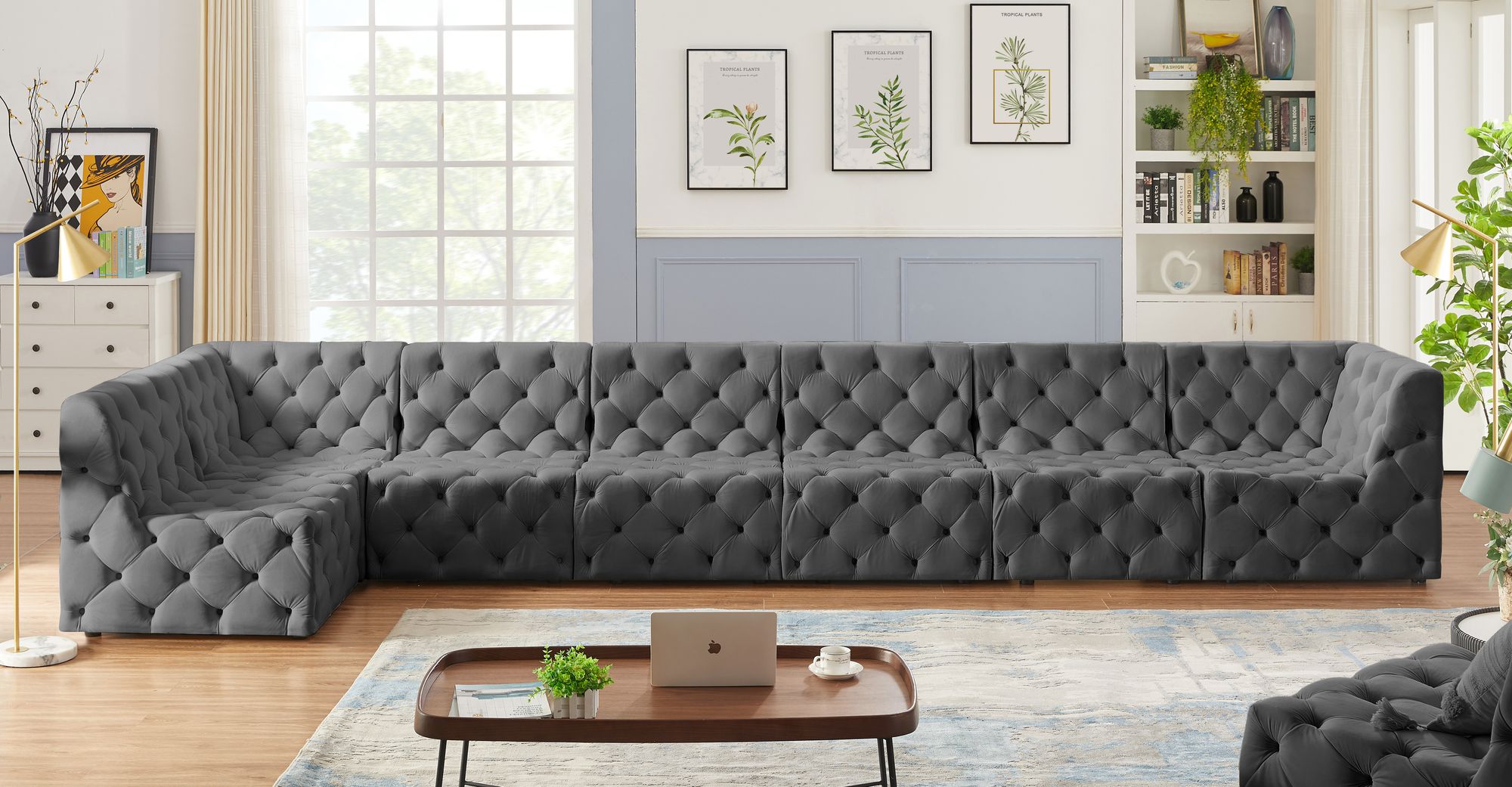 Tuft 186" 7-Piece Velvet Modular Sectional