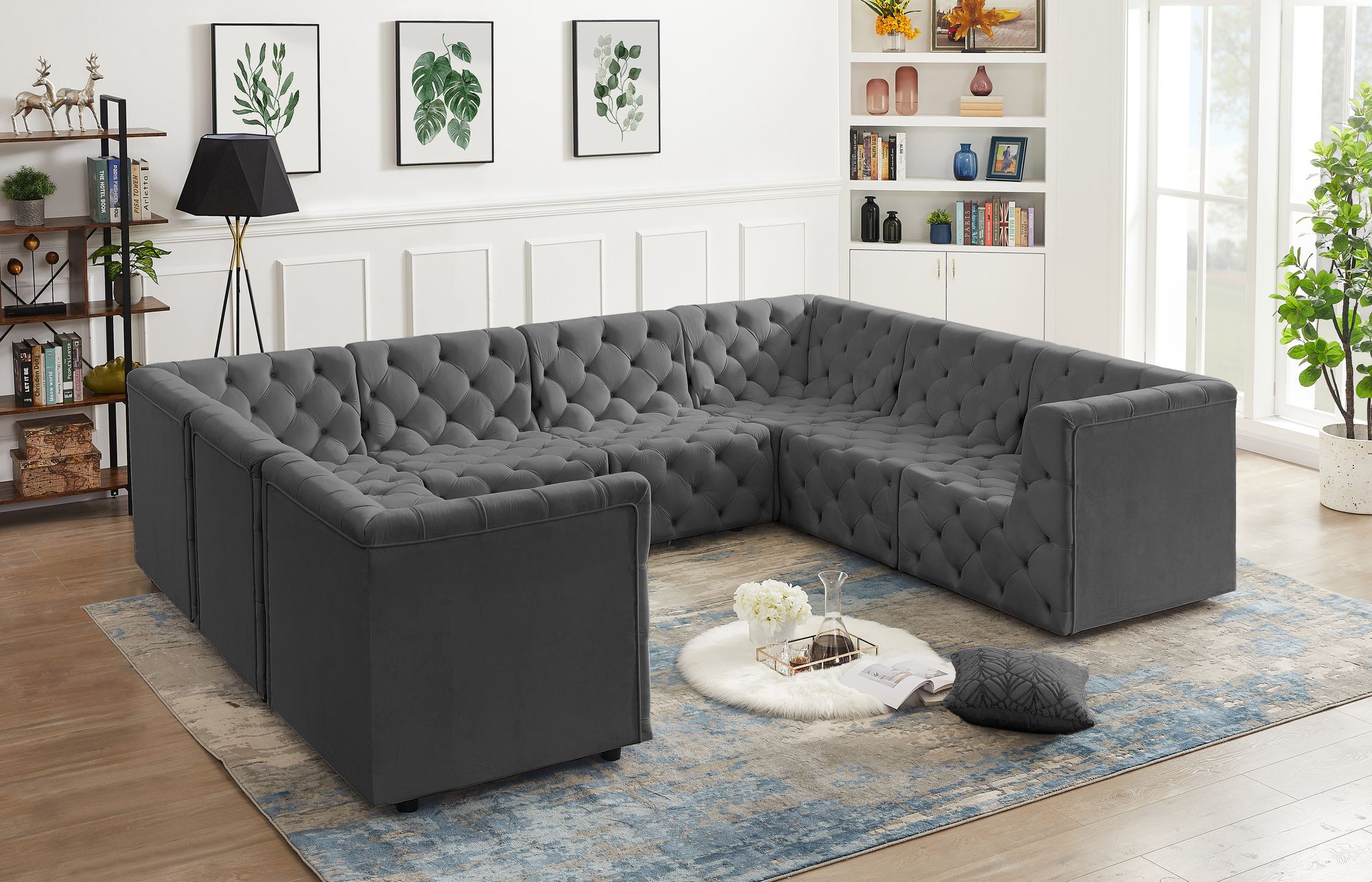Tuft 128" 8-Piece Velvet Modular Sectional
