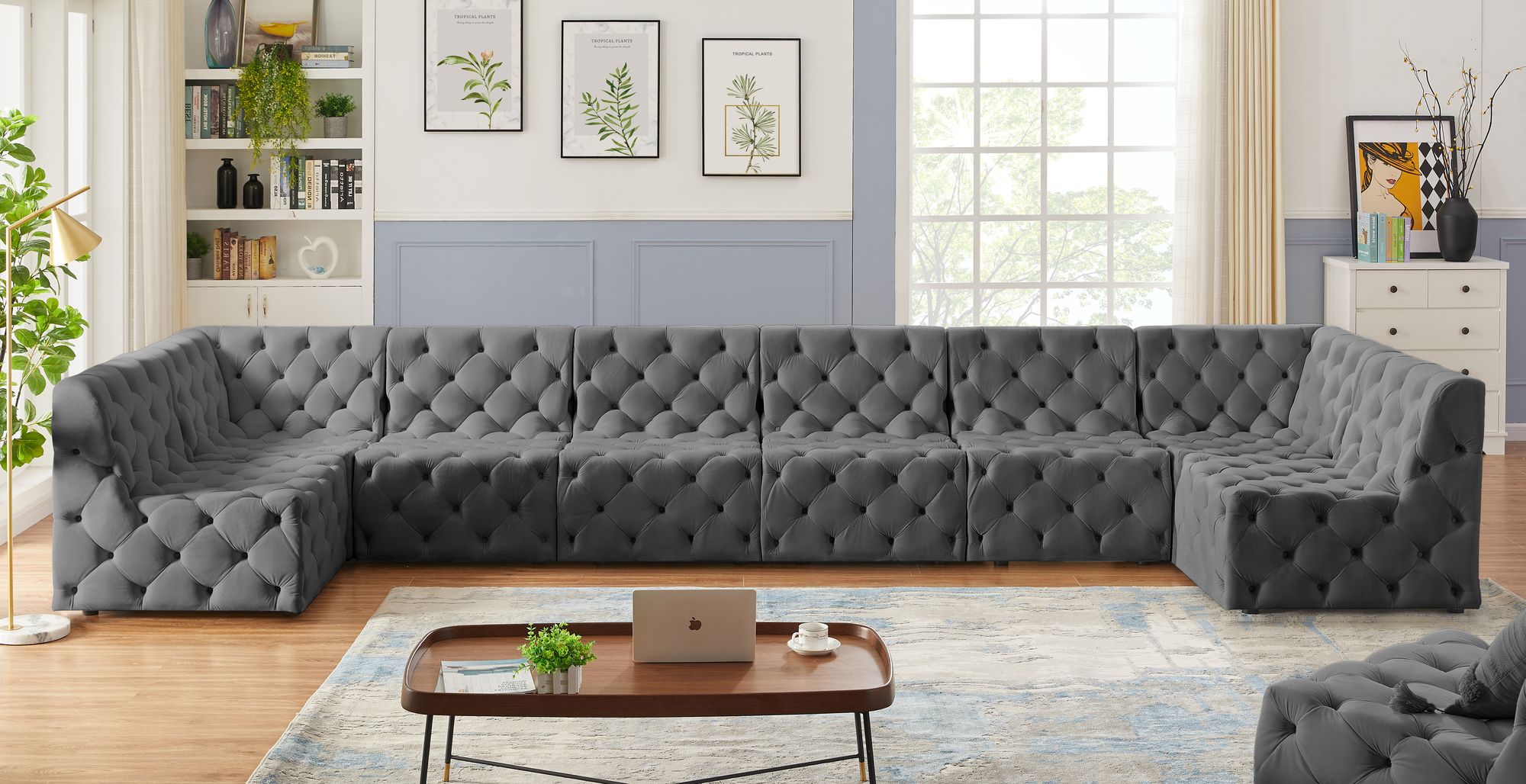 Tuft 215" 8-Piece Velvet Modular Sectional