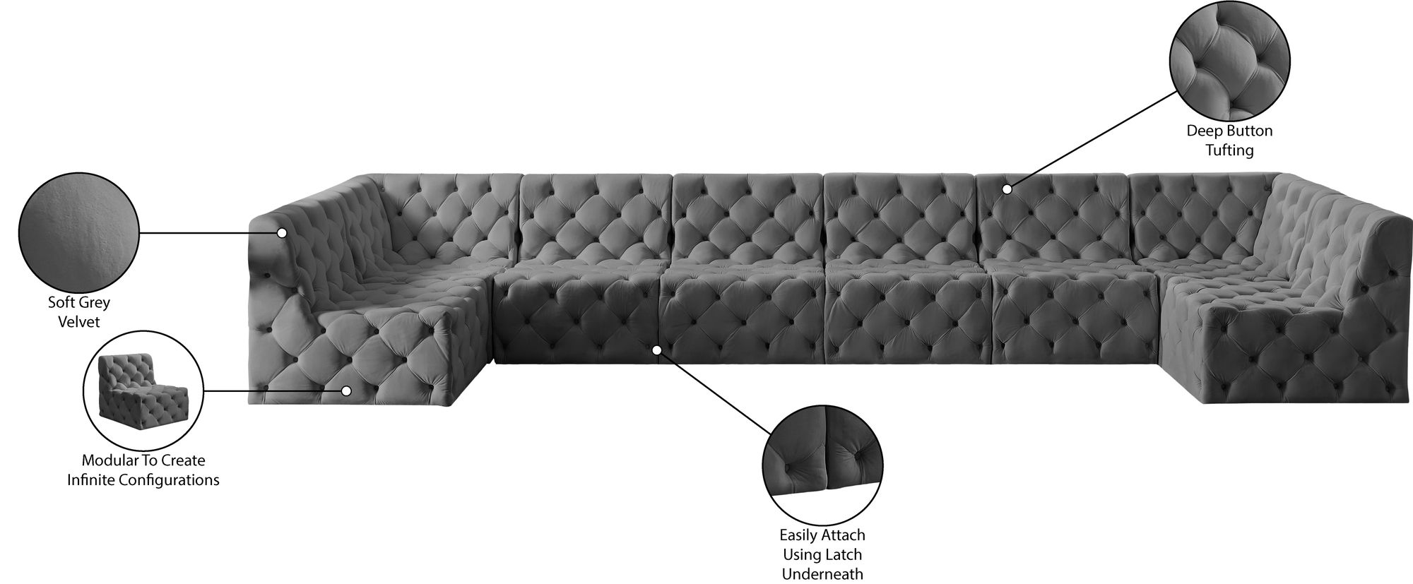 Tuft 215" 8-Piece Velvet Modular Sectional