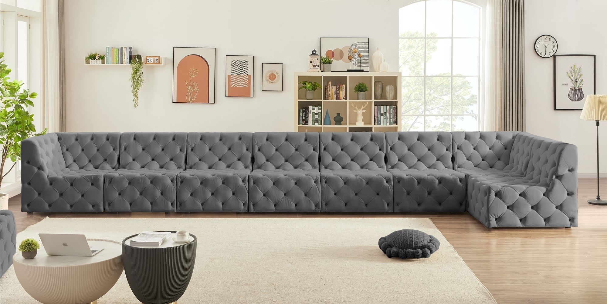 Tuft 186" 8-Piece Velvet Modular Sectional