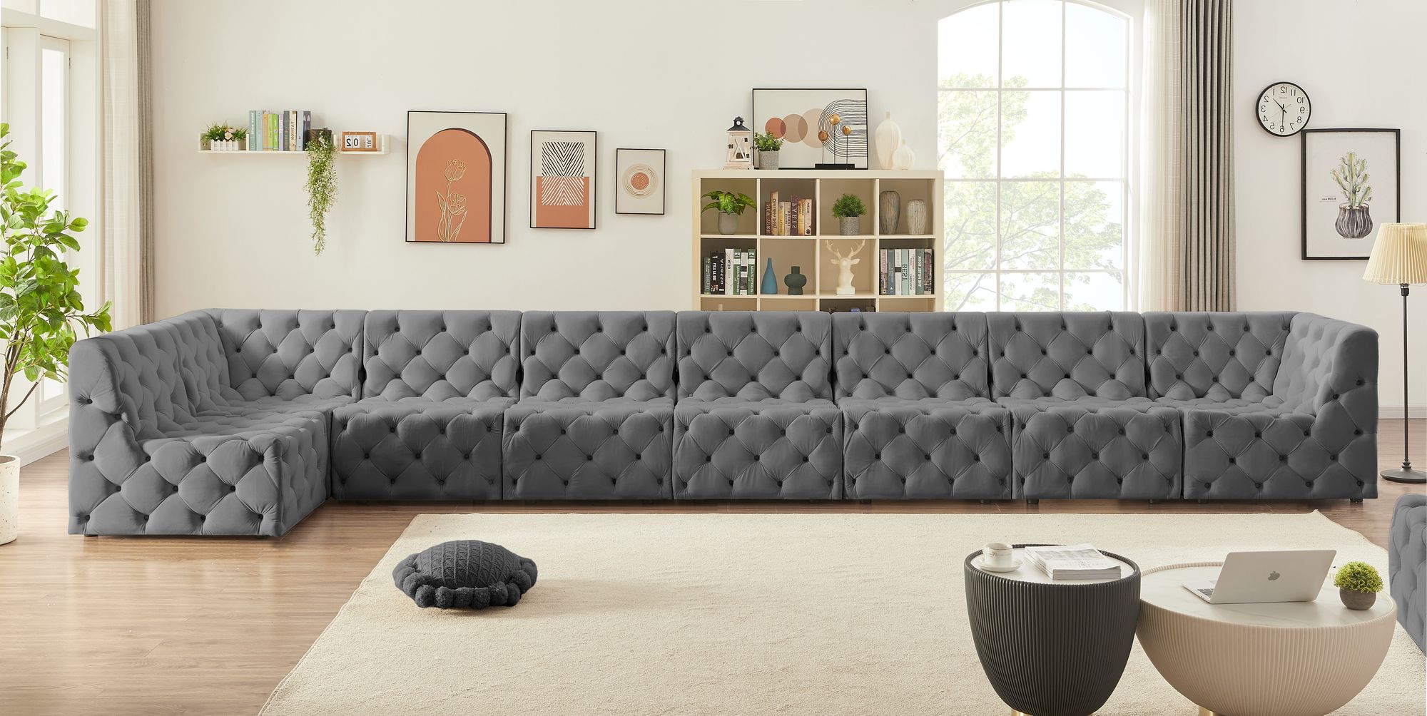 Tuft 186" 8-Piece Velvet Modular Sectional