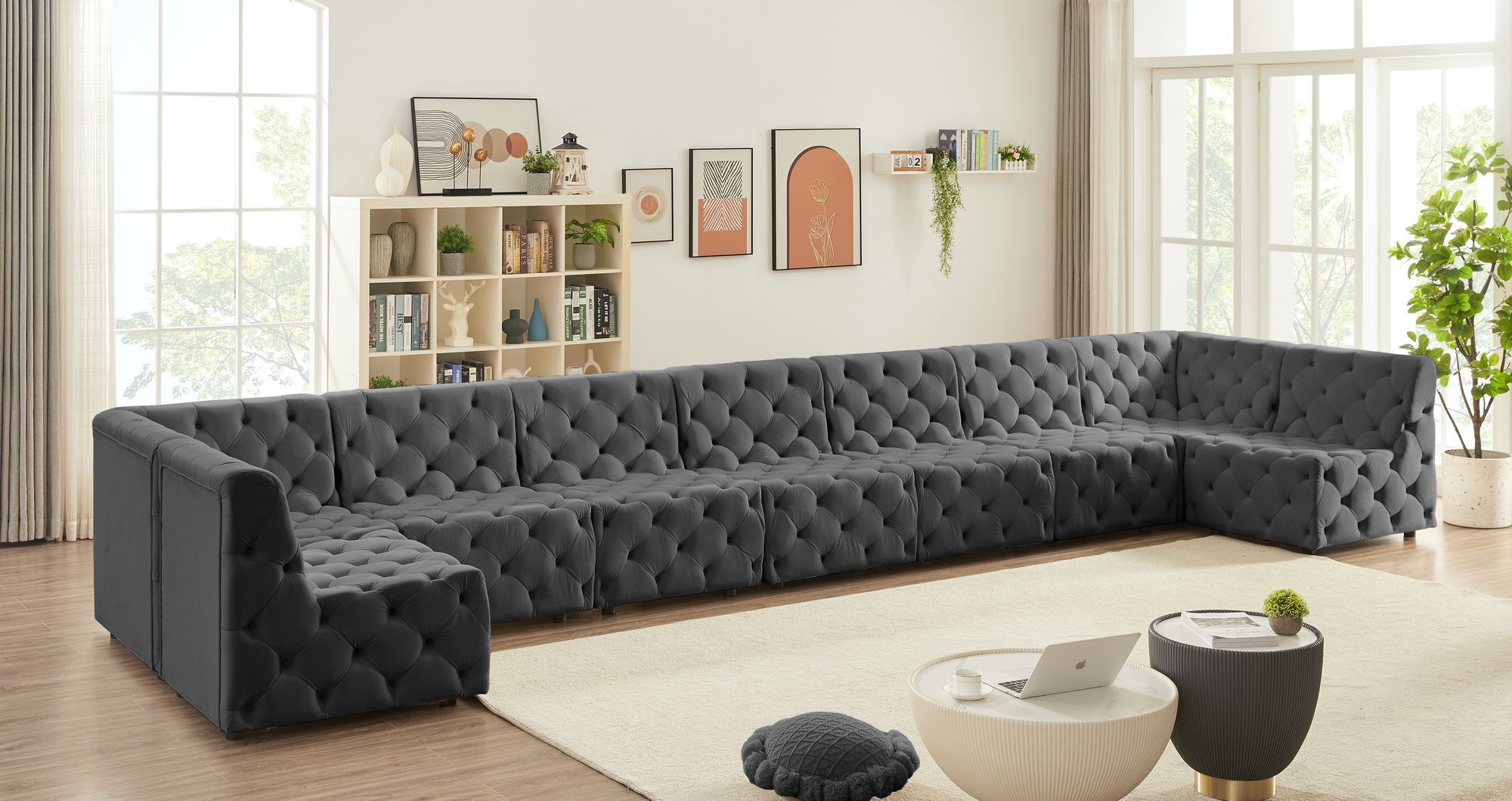 Tuft 215" 9-Piece Velvet Modular Sectional