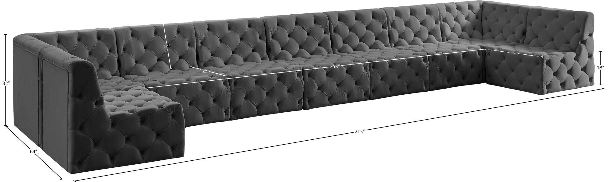 Tuft 215" 9-Piece Velvet Modular Sectional
