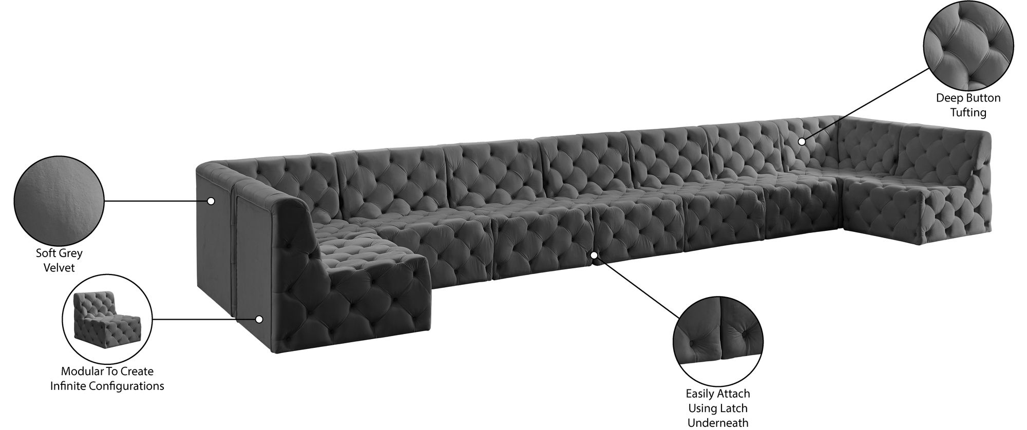 Tuft 215" 9-Piece Velvet Modular Sectional