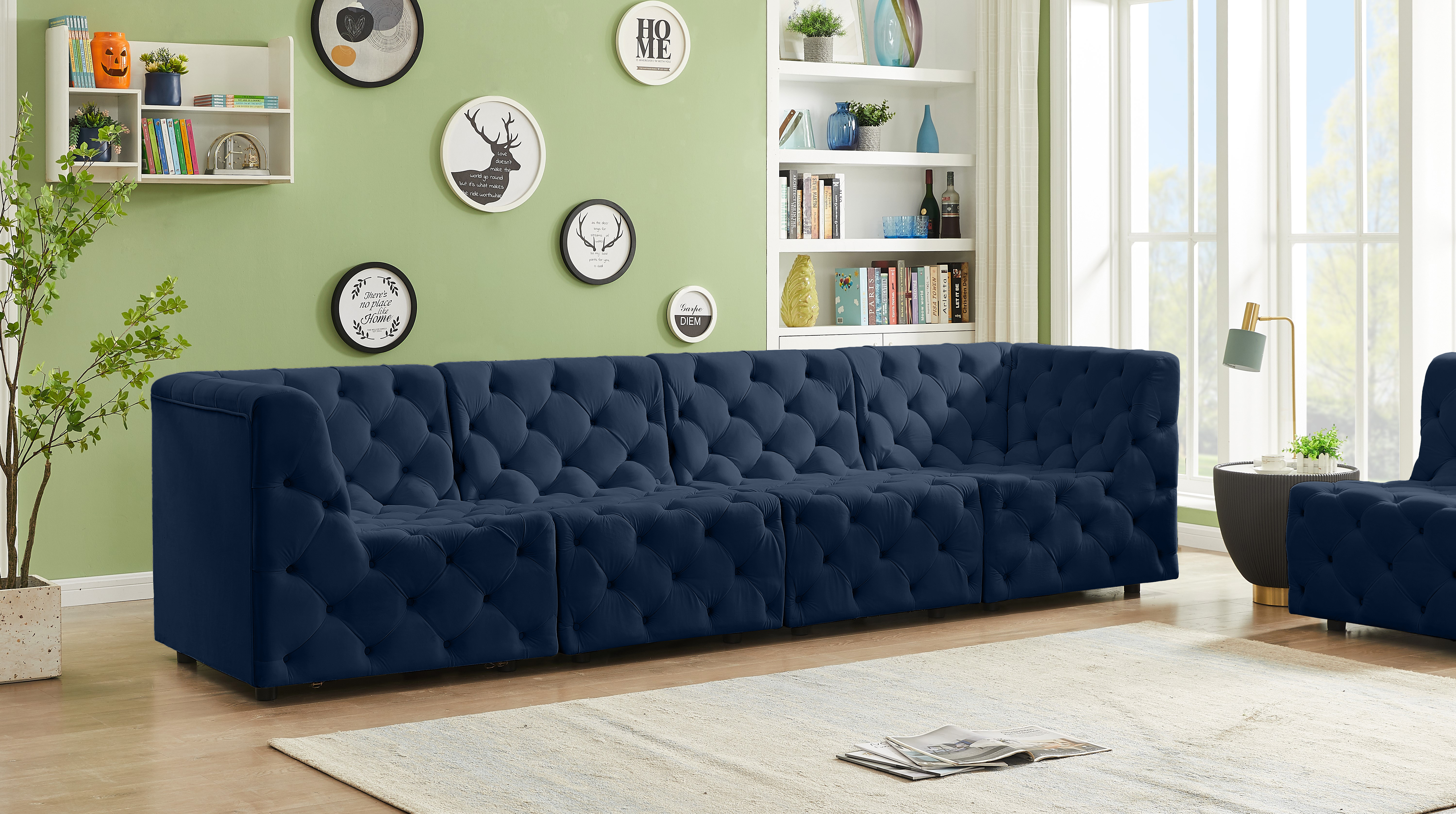 Tuft 128" Velvet Modular Sofa