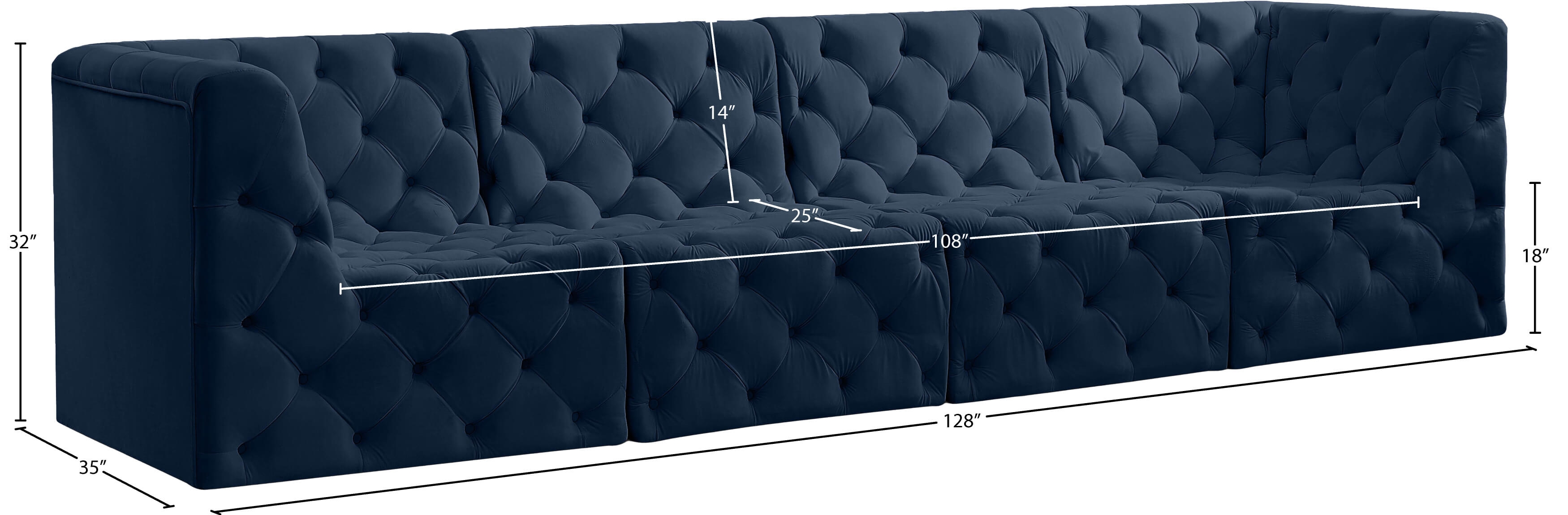 Tuft 128" Velvet Modular Sofa