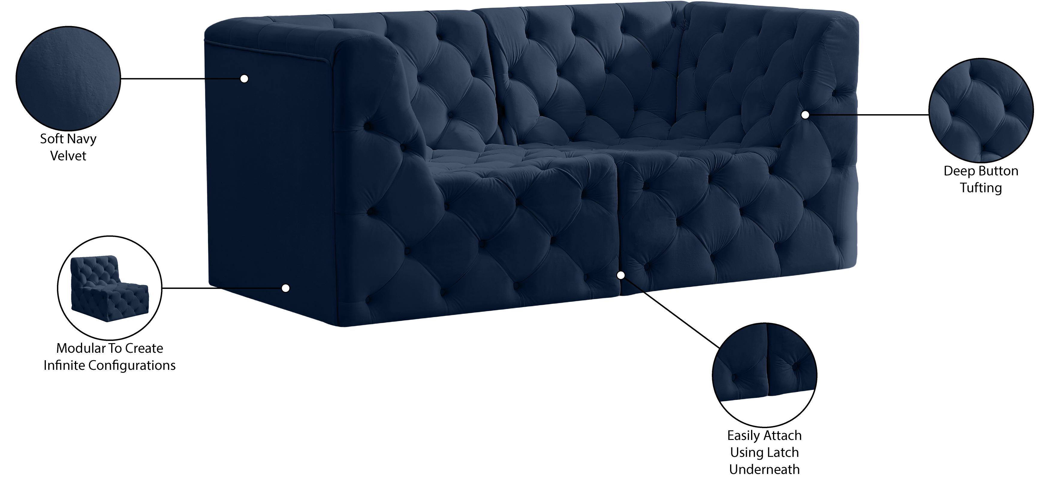 Tuft 70" Velvet Modular Sofa