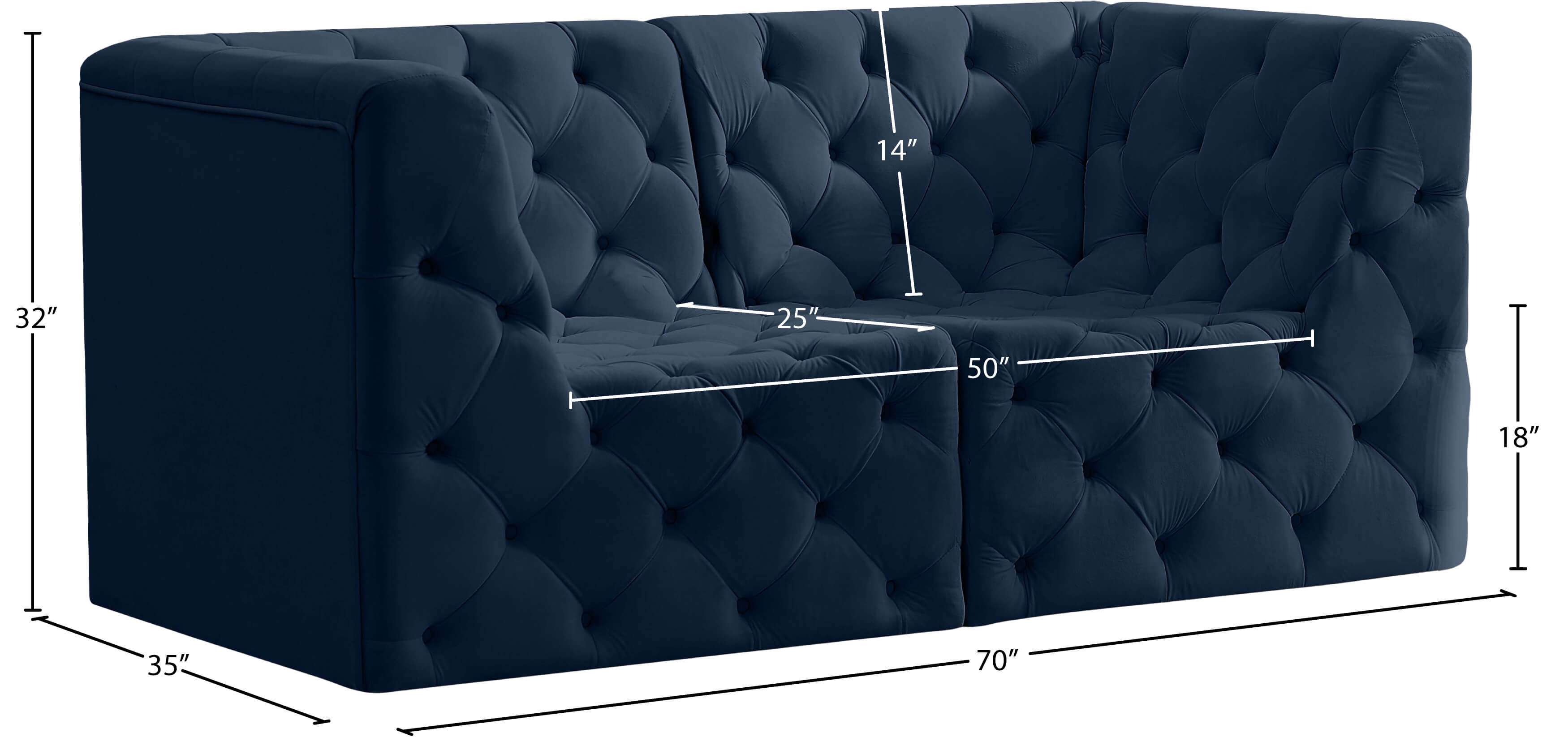 Tuft 70" Velvet Modular Sofa