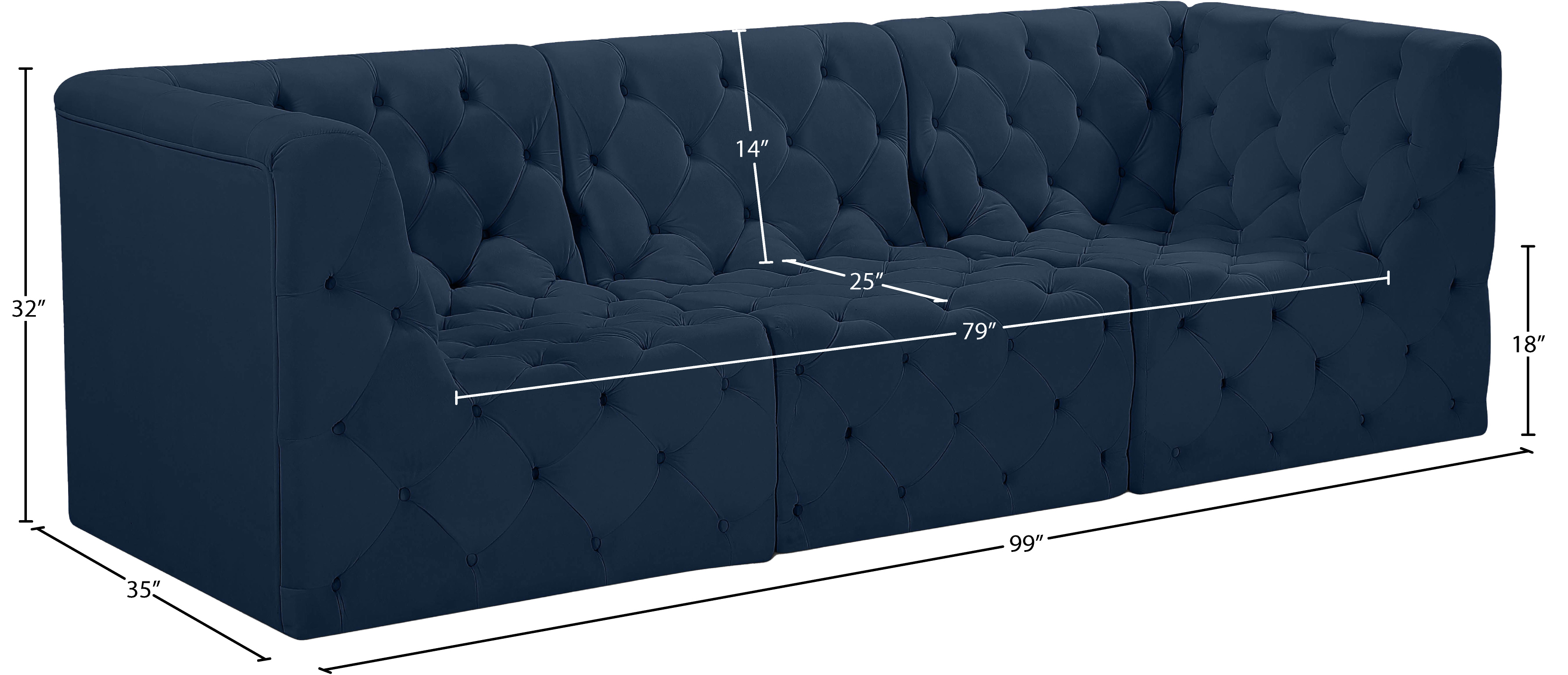 Tuft 99" Velvet Modular Sofa