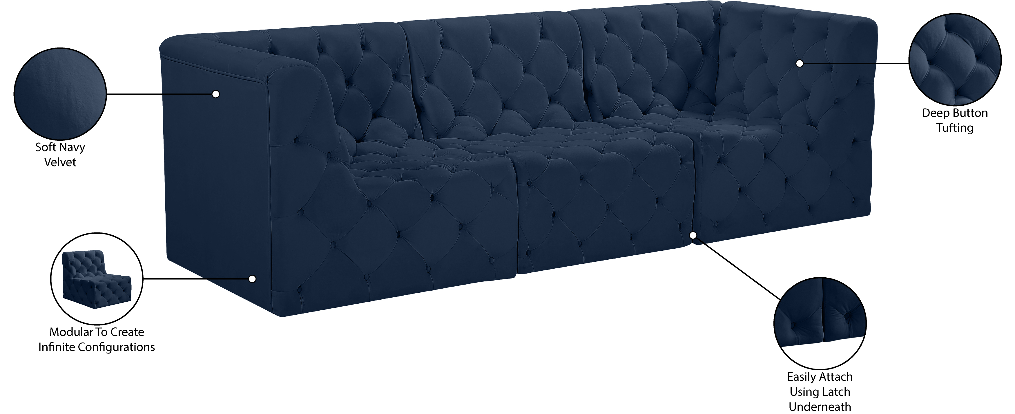 Tuft 99" Velvet Modular Sofa