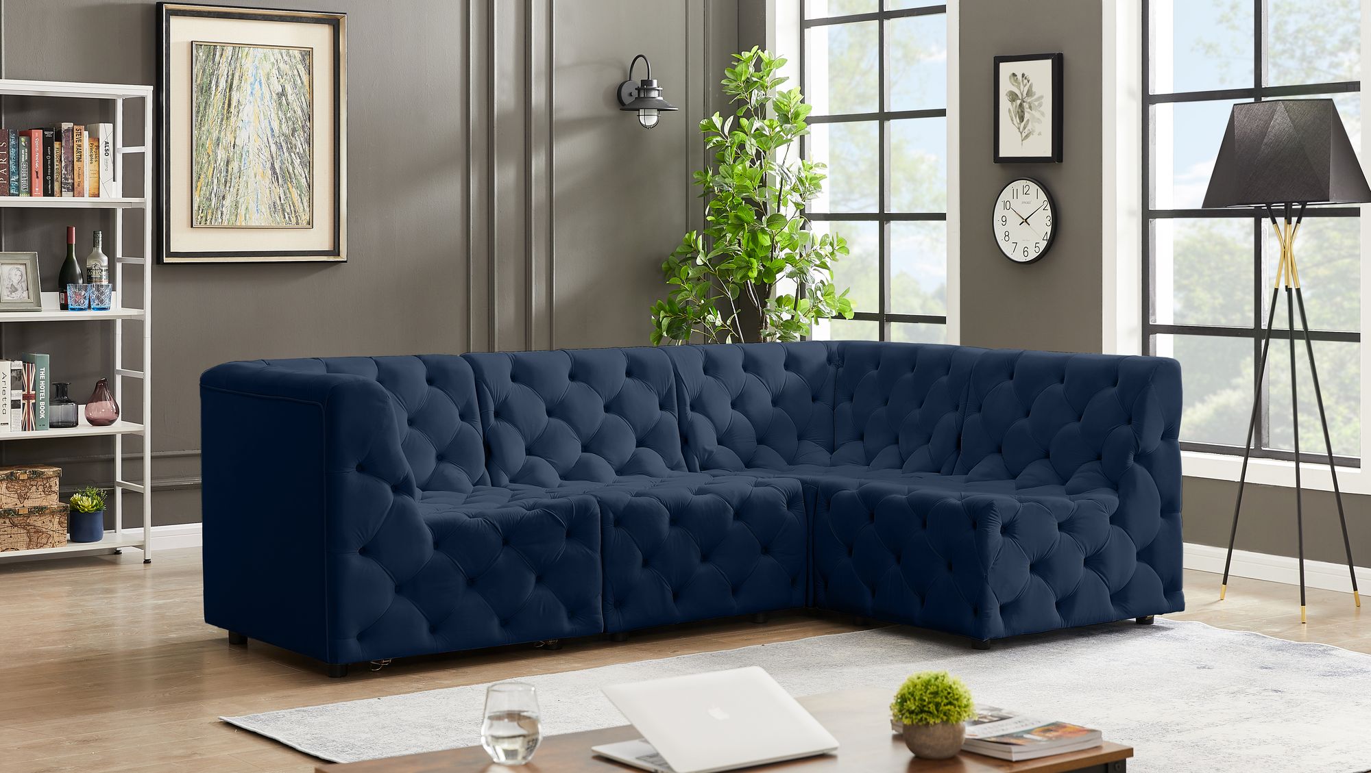 Tuft 99" 4-Piece Velvet Modular Sectional
