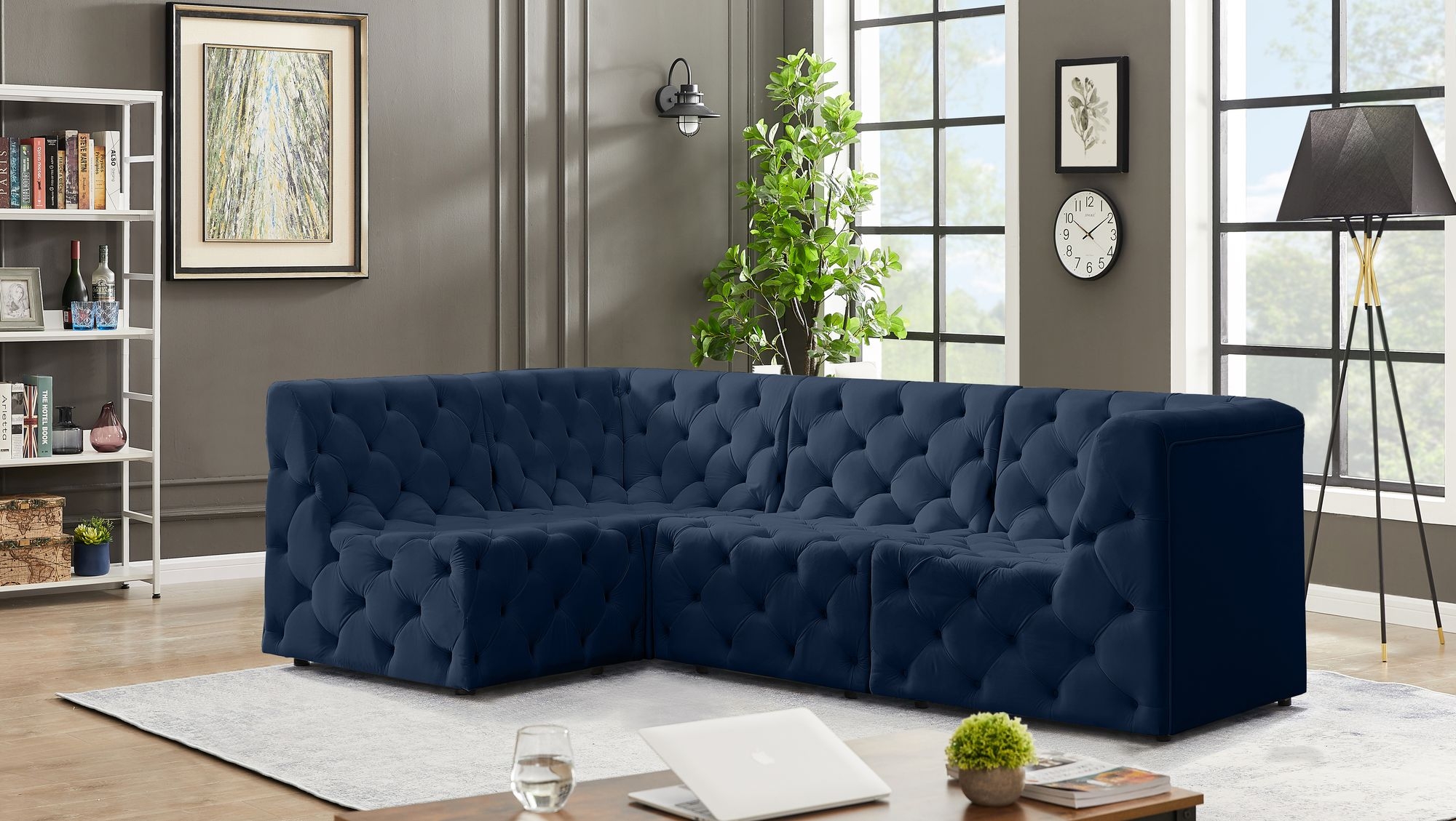 Tuft 99" 4-Piece Velvet Modular Sectional