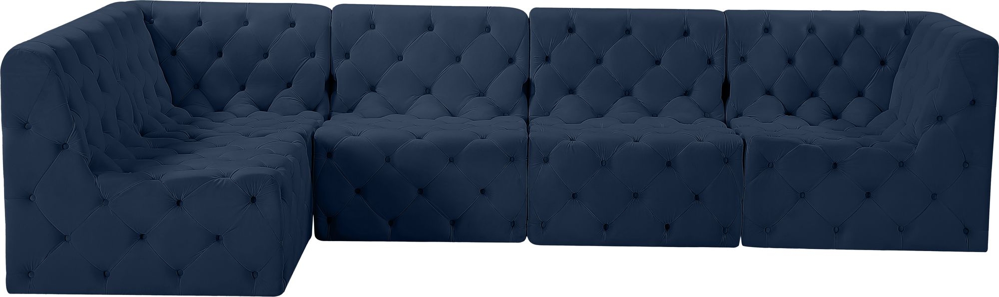 Tuft 128" 5-Piece Velvet Modular Armless Sectional