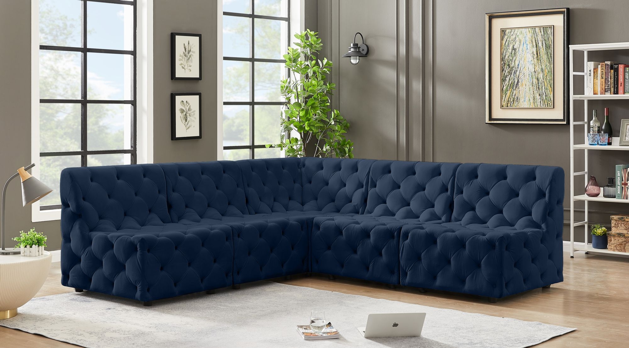 Tuft 93" 5-Piece Velvet Modular Armless Sectional