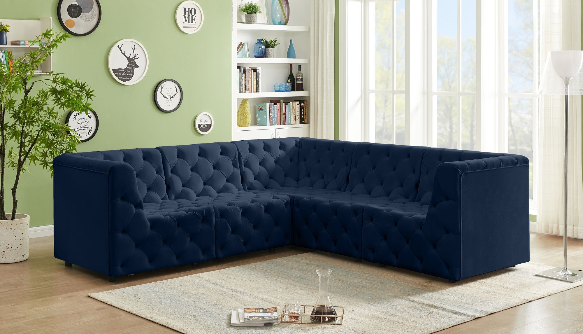 Tuft 99" 5-Piece Velvet Modular Sectional