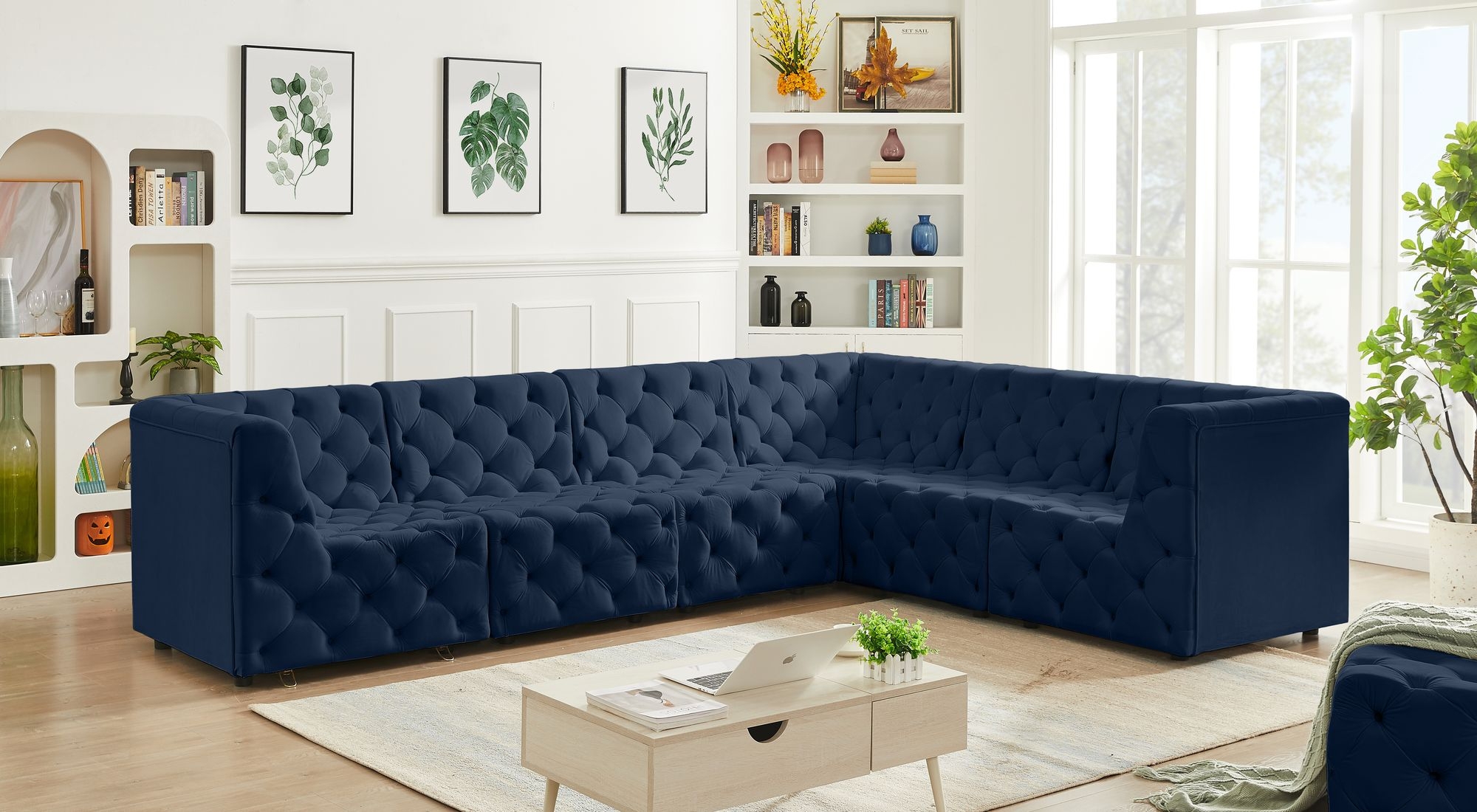 Tuft 128" 6-Piece Velvet Modular Sectional