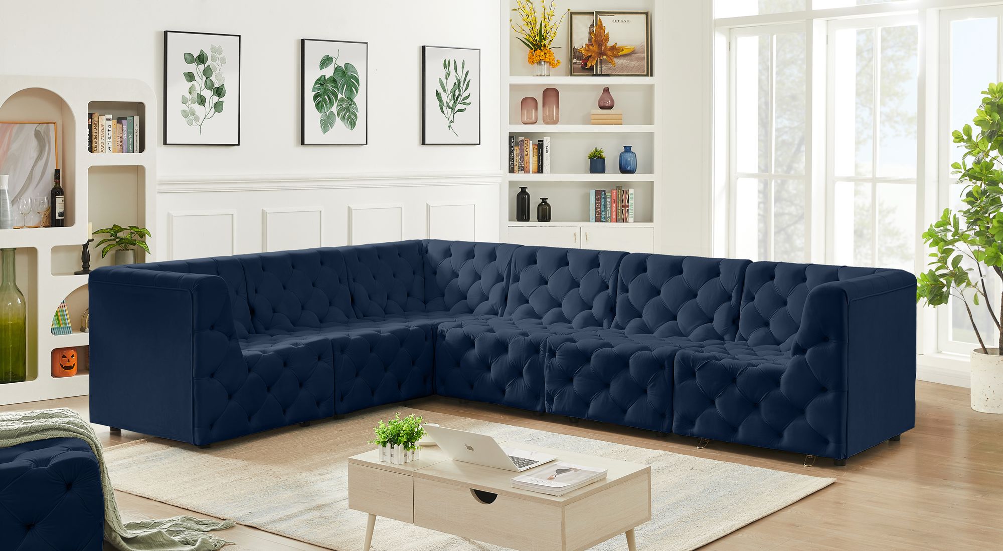 Tuft 128" 6-Piece Velvet Modular Sectional
