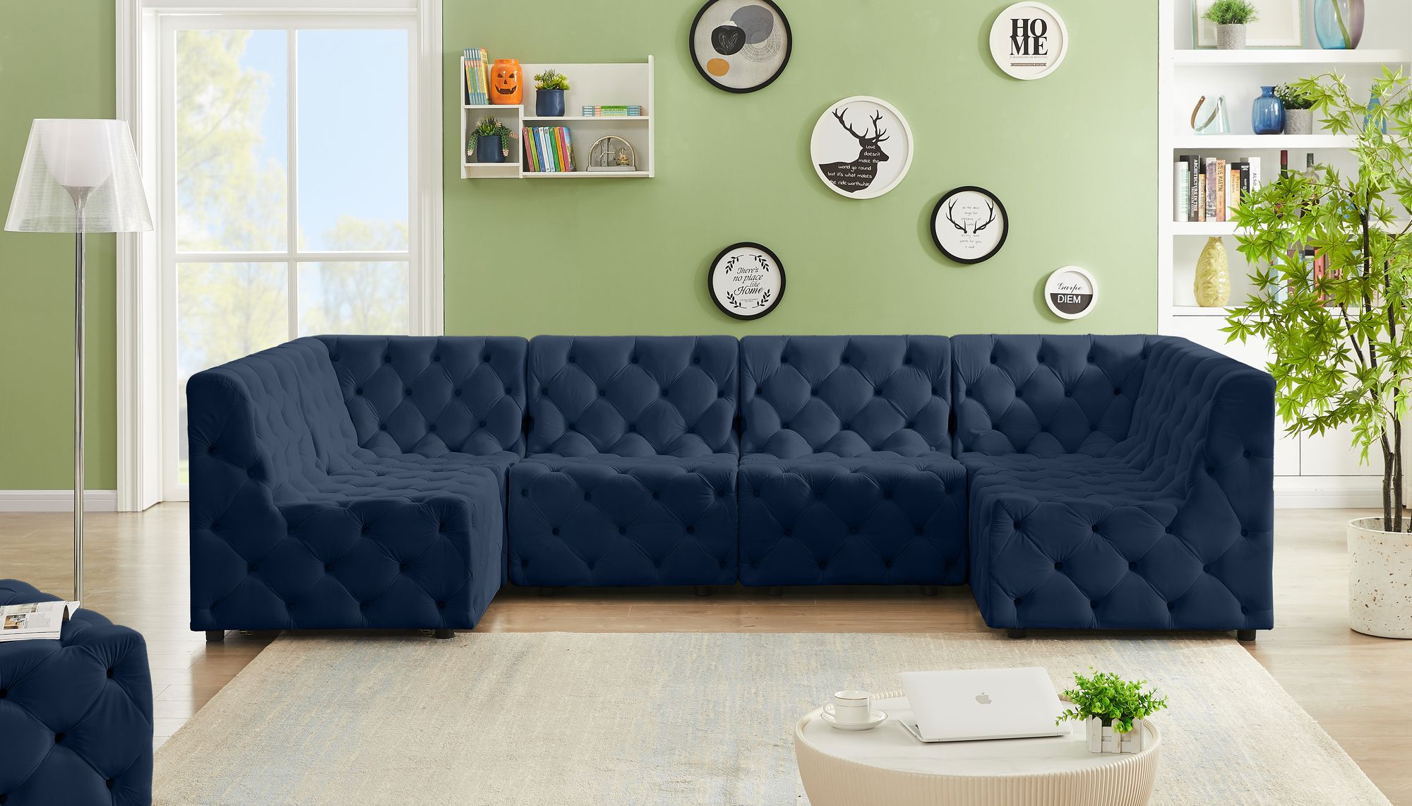 Tuft 128" 6-Piece Velvet Modular U-Shape Sectional