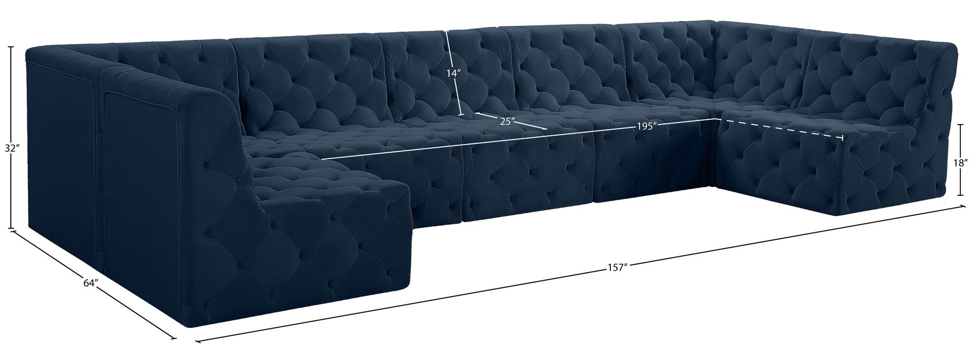 Tuft 157" 7-Piece Velvet Modular Sectional
