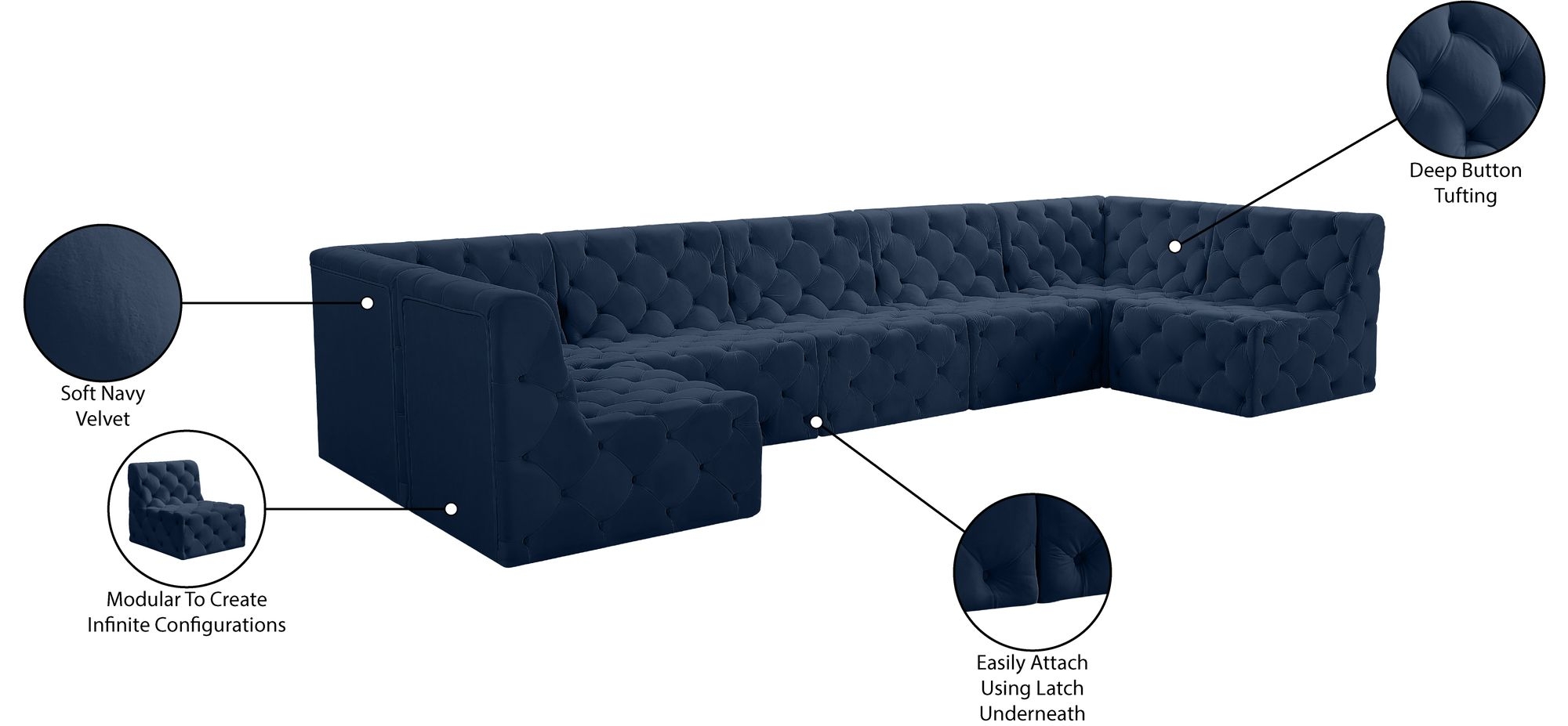 Tuft 157" 7-Piece Velvet Modular Sectional