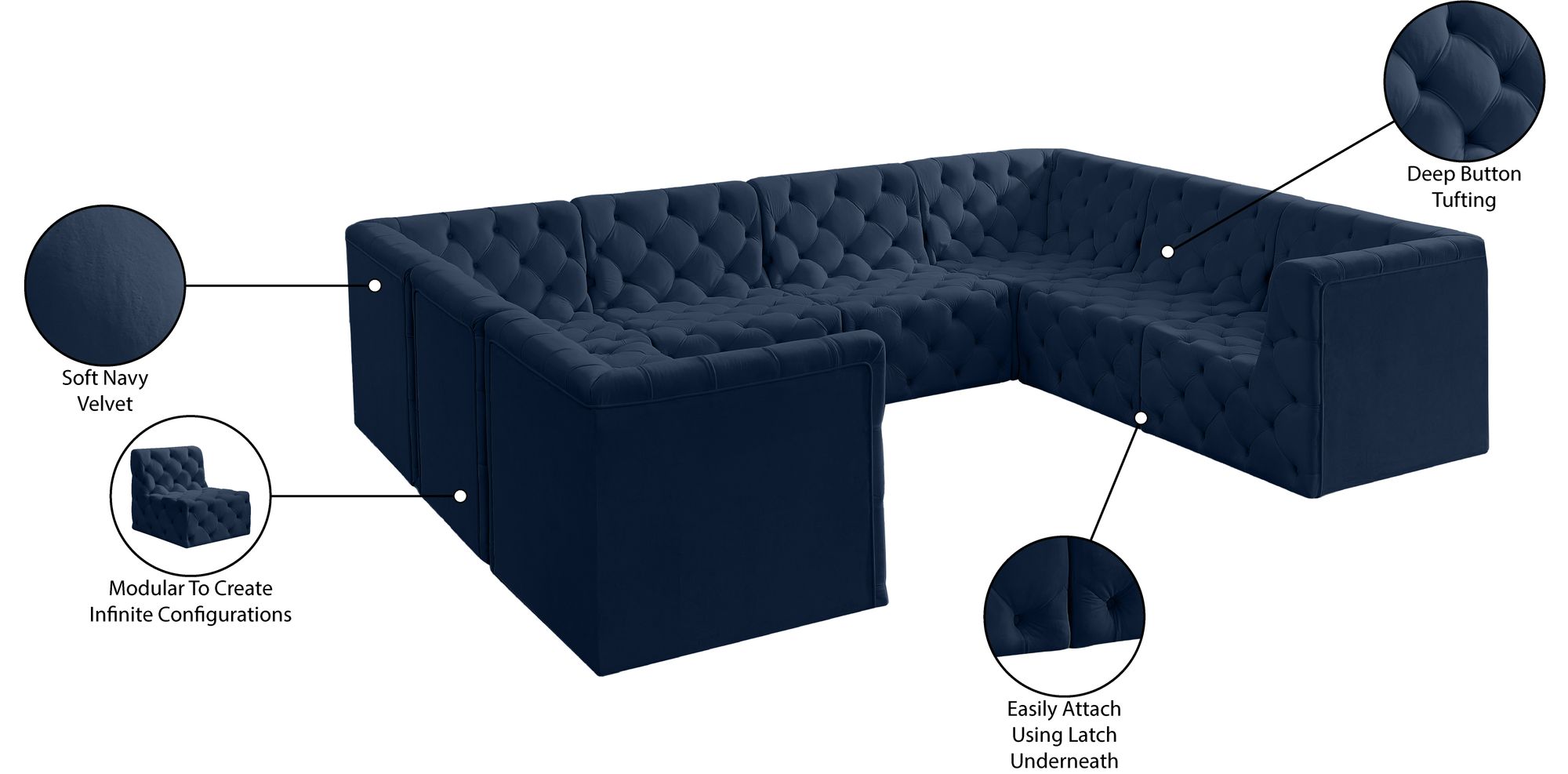 Tuft 128" 8-Piece Velvet Modular Sectional