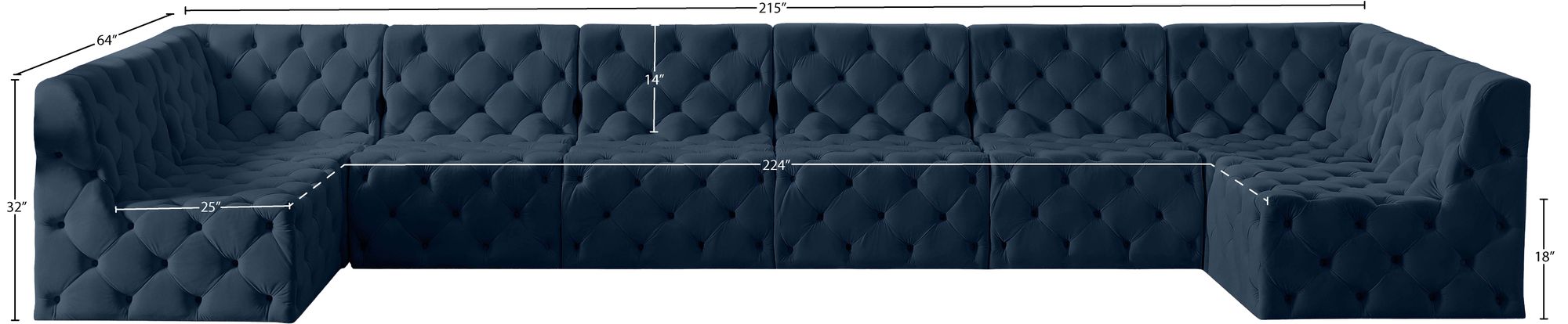 Tuft 215" 8-Piece Velvet Modular Sectional