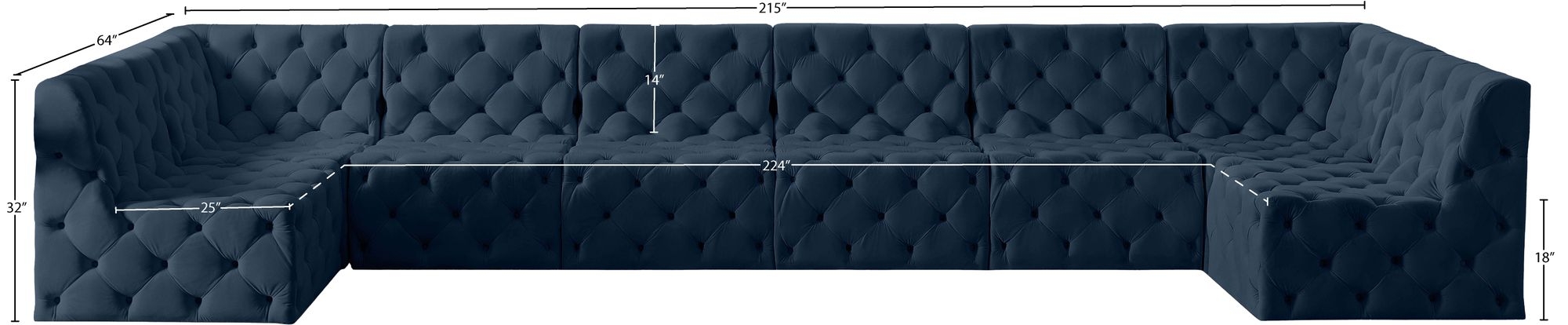 Tuft 215" 8-Piece Velvet Modular Sectional