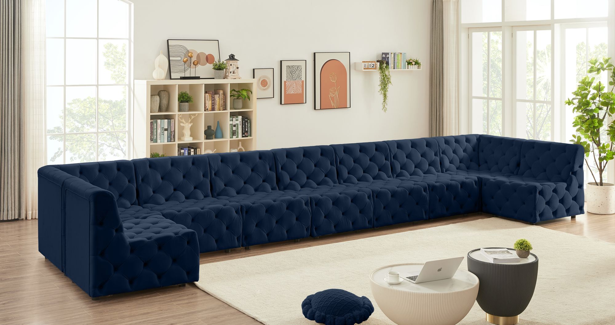 Tuft 215" 9-Piece Velvet Modular Sectional
