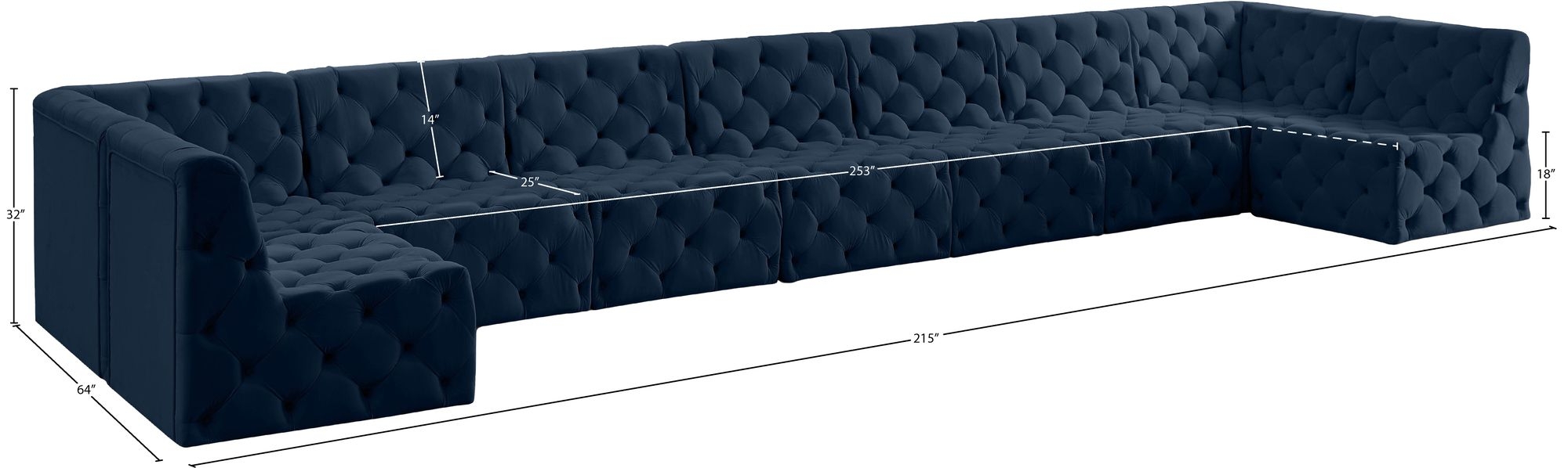 Tuft 215" 9-Piece Velvet Modular Sectional