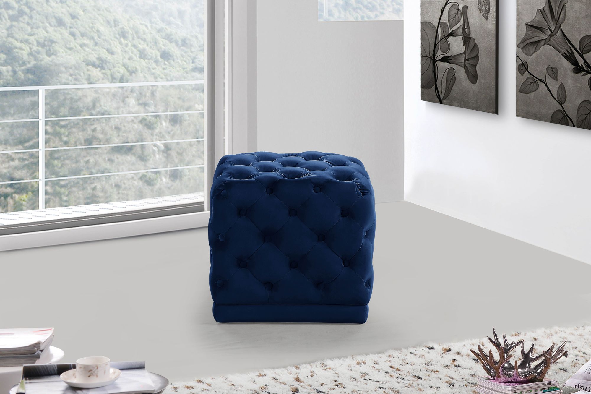 Stella Velvet Ottoman/Stool