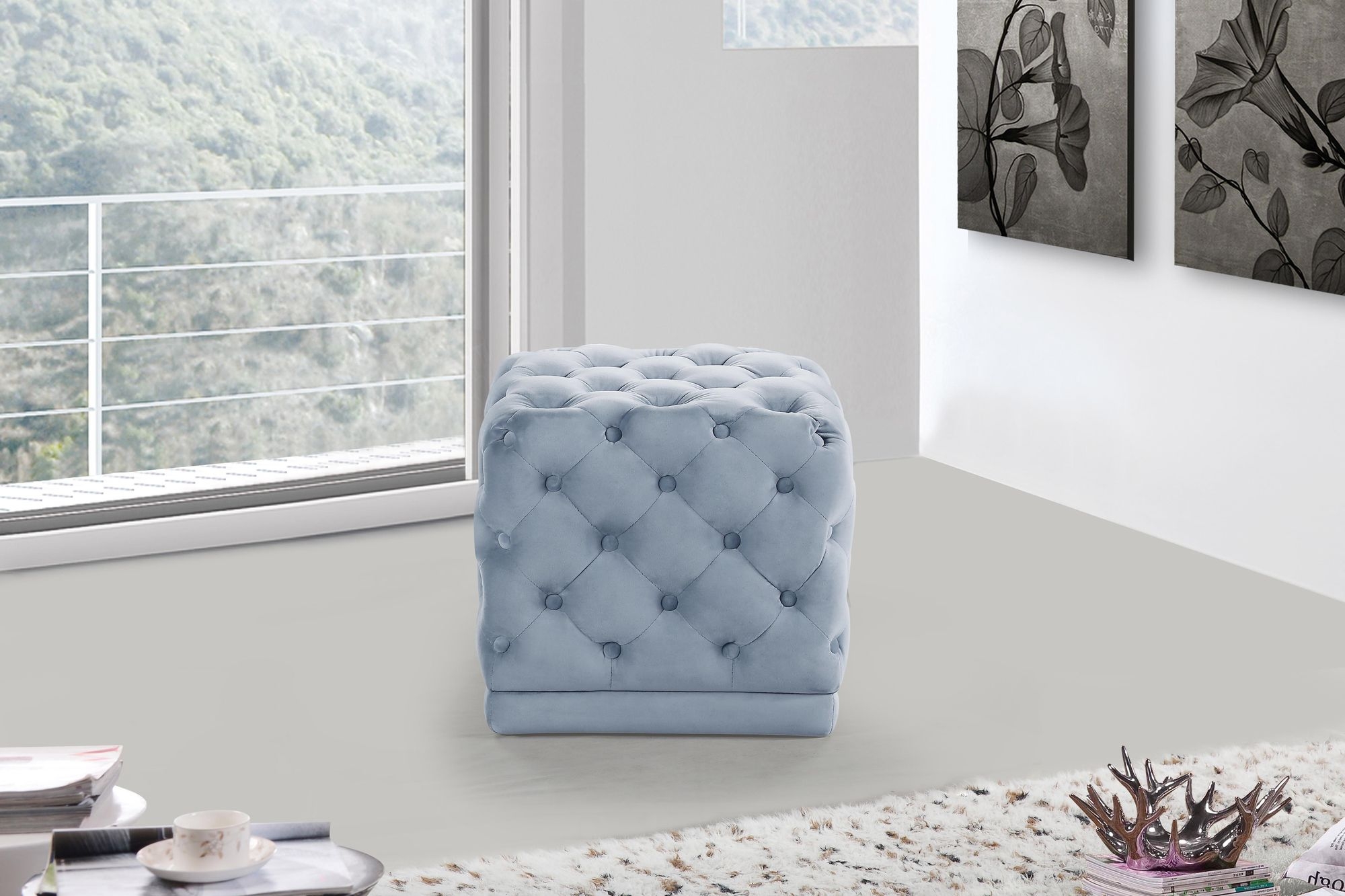 Stella Velvet Ottoman/Stool