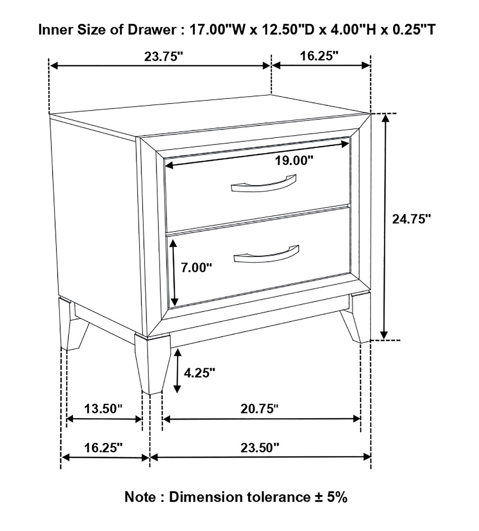 Watson Wood Nightstand w/2 Drawers