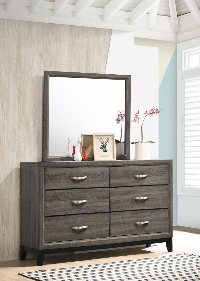 6 Drawers Luxury Home Storage Dresser Mirror Set