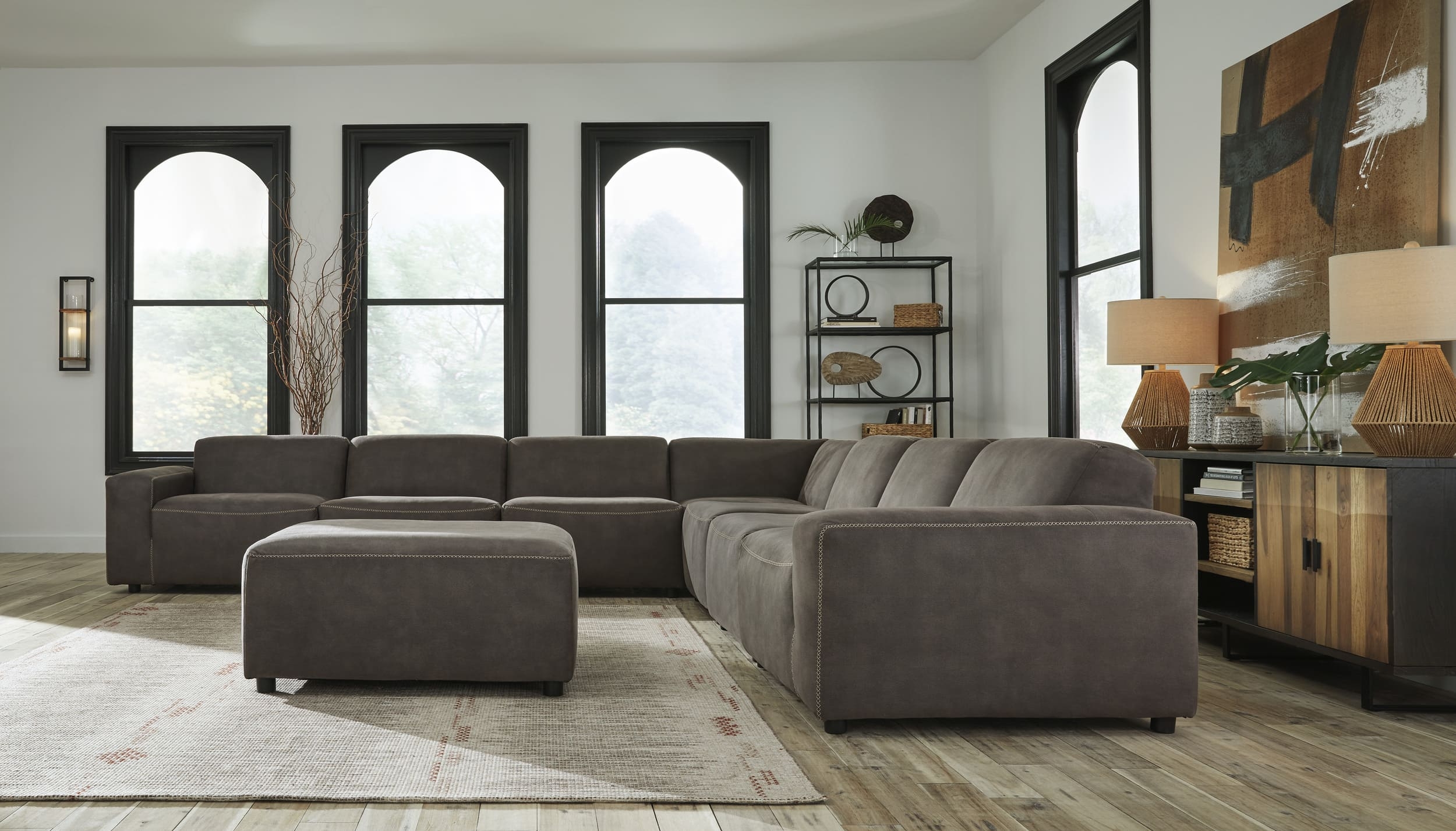 Allena 7-Piece Polyester L-Shaped Modular Sectional