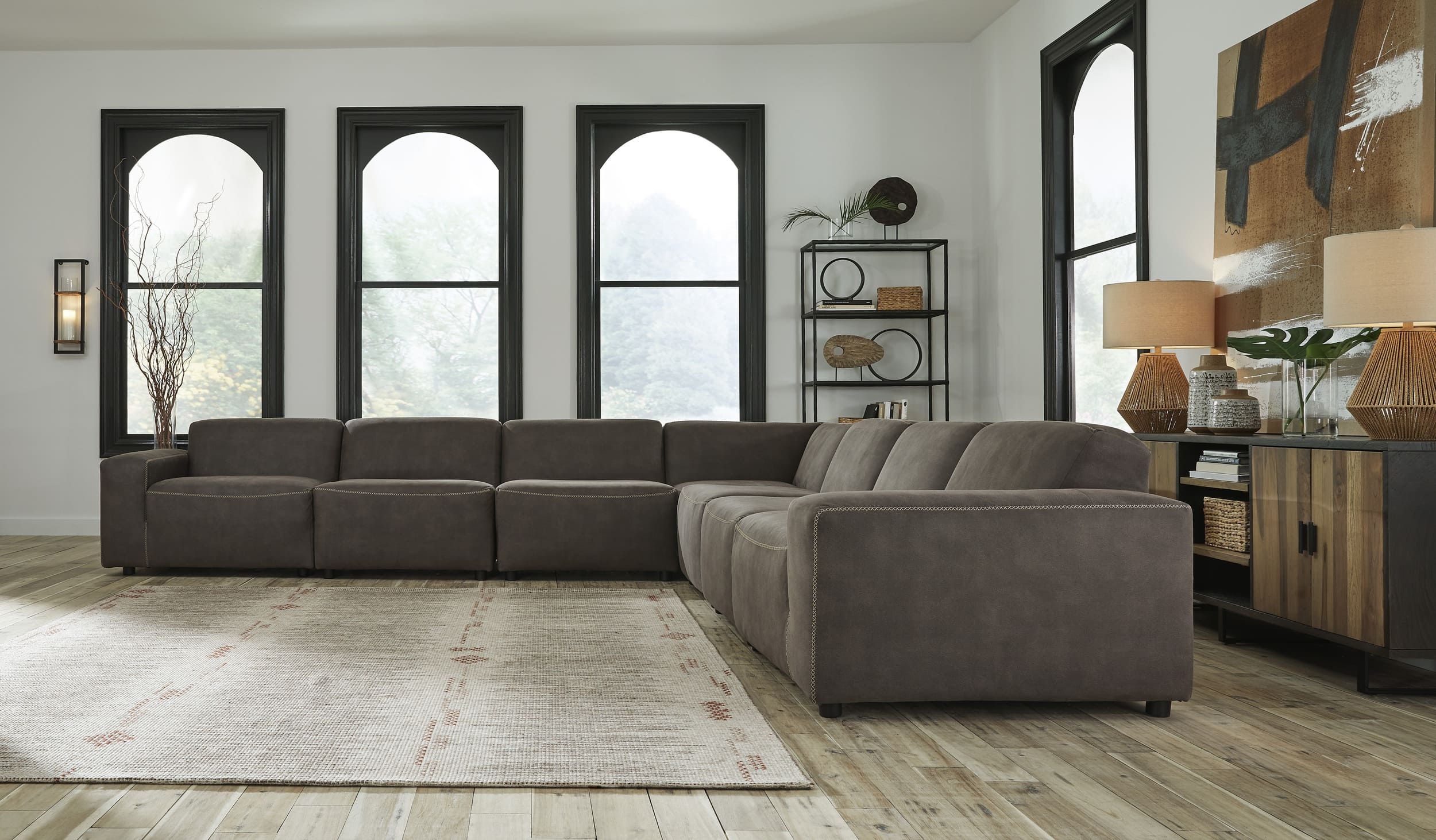 Allena 7-Piece Polyester L-Shaped Modular Sectional